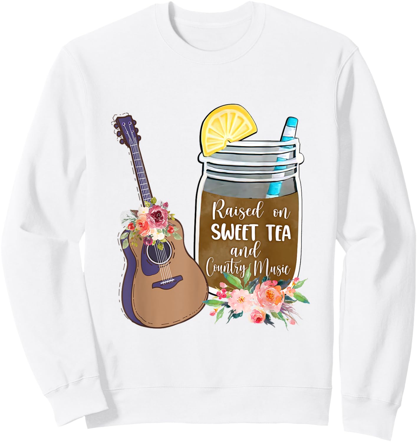 Raised On Sweet Tea & Country Music Lover Southern Girls Sweatshirt - Sweatshirt | White