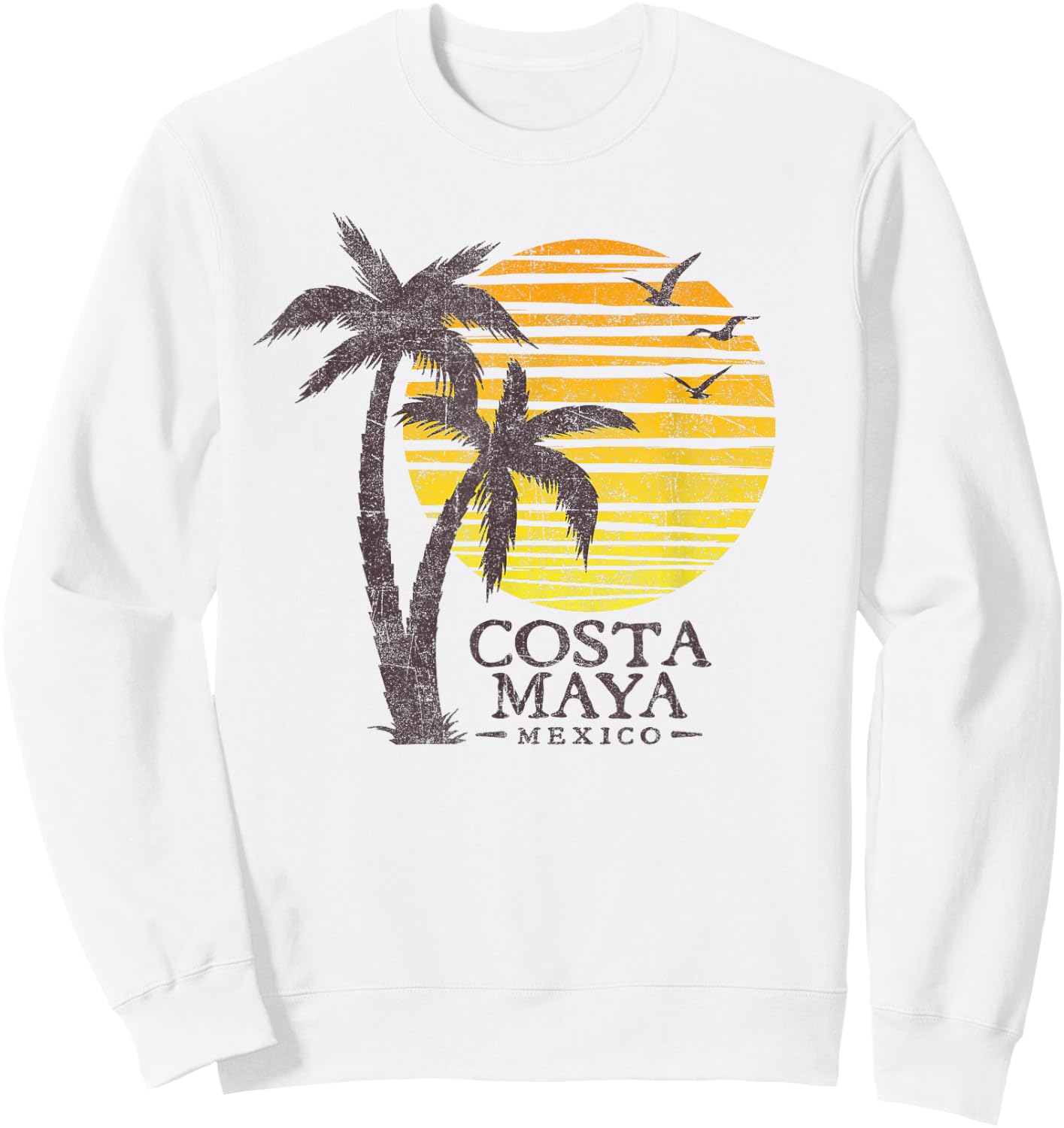 Vintage Costa Maya Mexico Beach Sunset Souvenir Sweatshirt - Sweatshirt | White