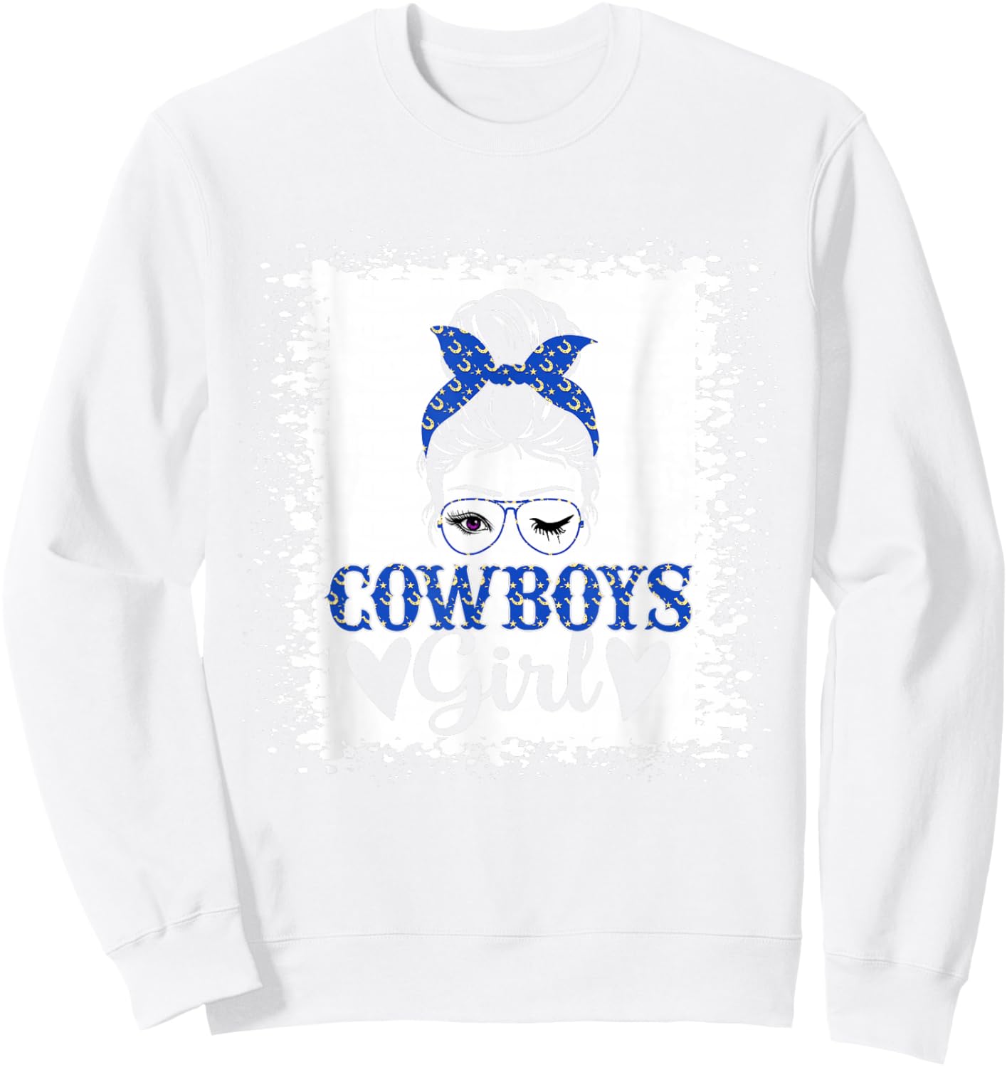Messy Bun Cowboys Girl Sport Fan Men Women Girls Kids Sweatshirt - Sweatshirt | White