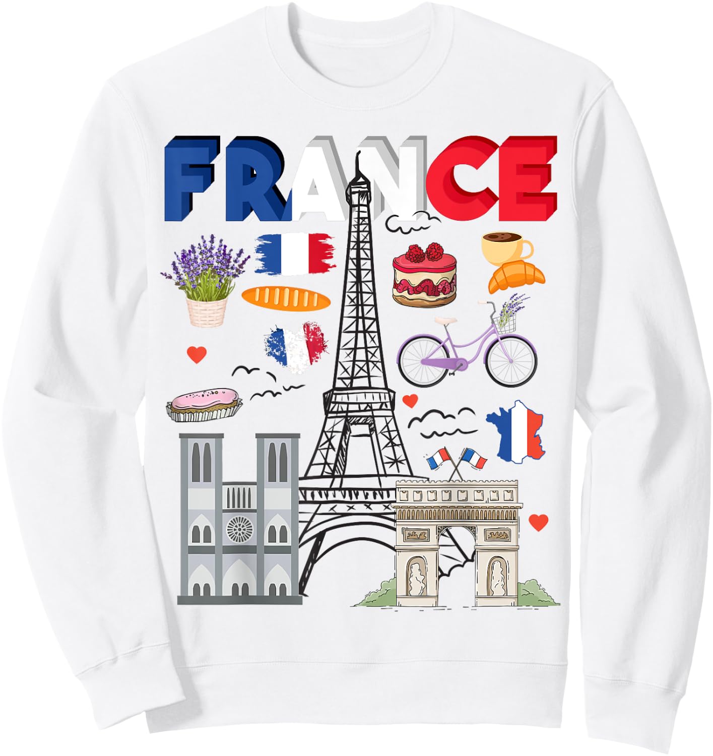 France Flag Outfit Idea For Kids French Flag & Lavender Sweatshirt - Sweatshirt | White