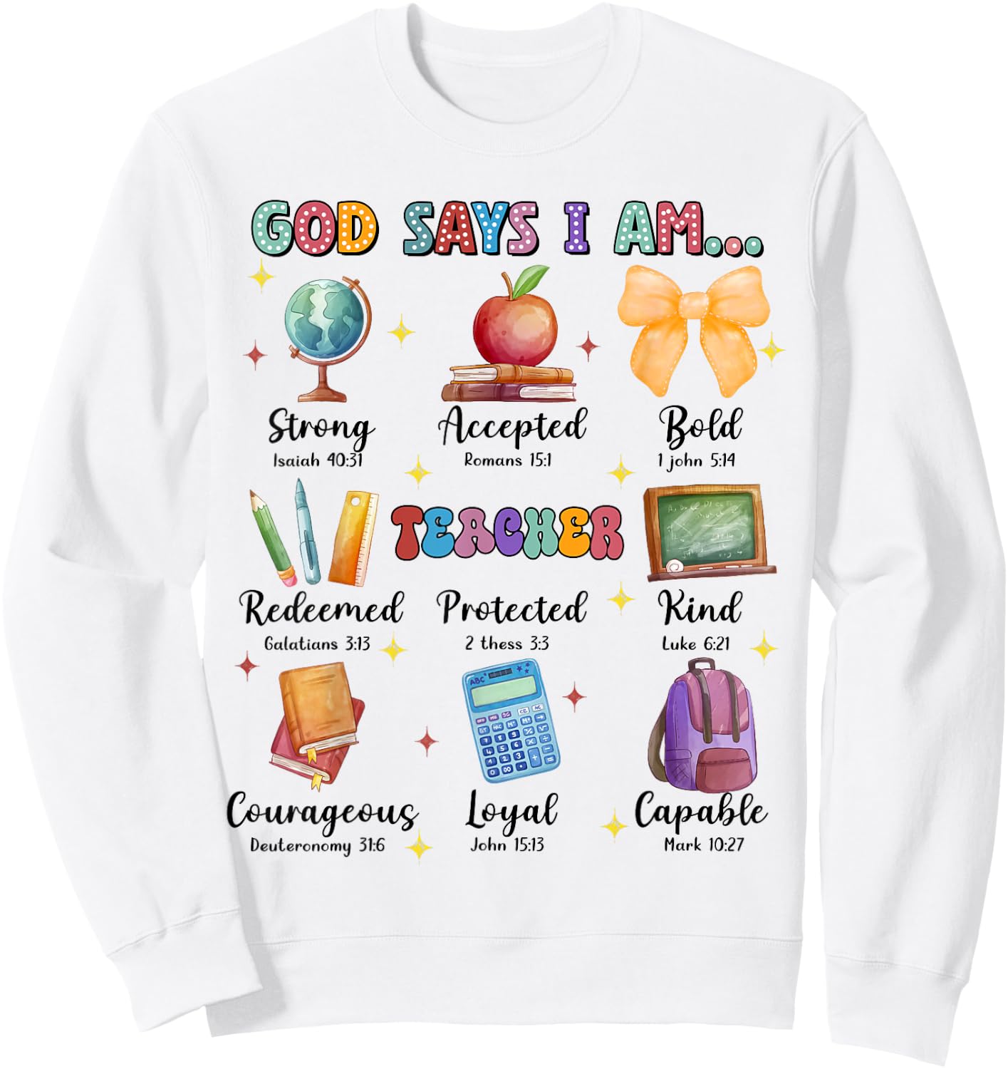 God Says I Am Teacher, Teacher Bible Verse, Back To School Sweatshirt - Sweatshirt | White