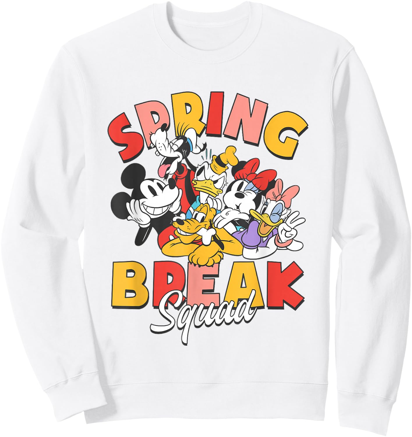 Disney Mickey And Friends Spring Break Squad Big Chest Logo Sweatshirt - Sweatshirt | White