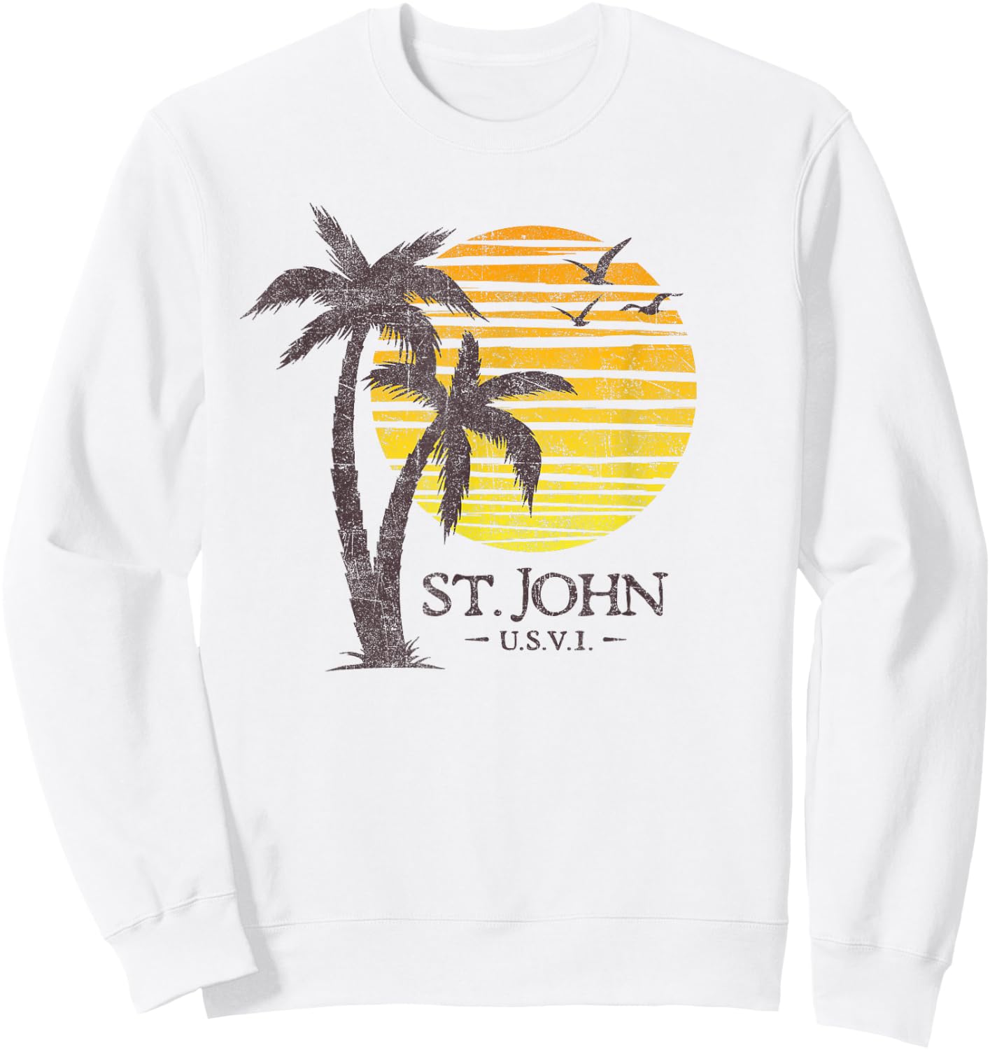 St John USVI Souvenir Colorful Beach Sunset Sweatshirt - Sweatshirt | White
