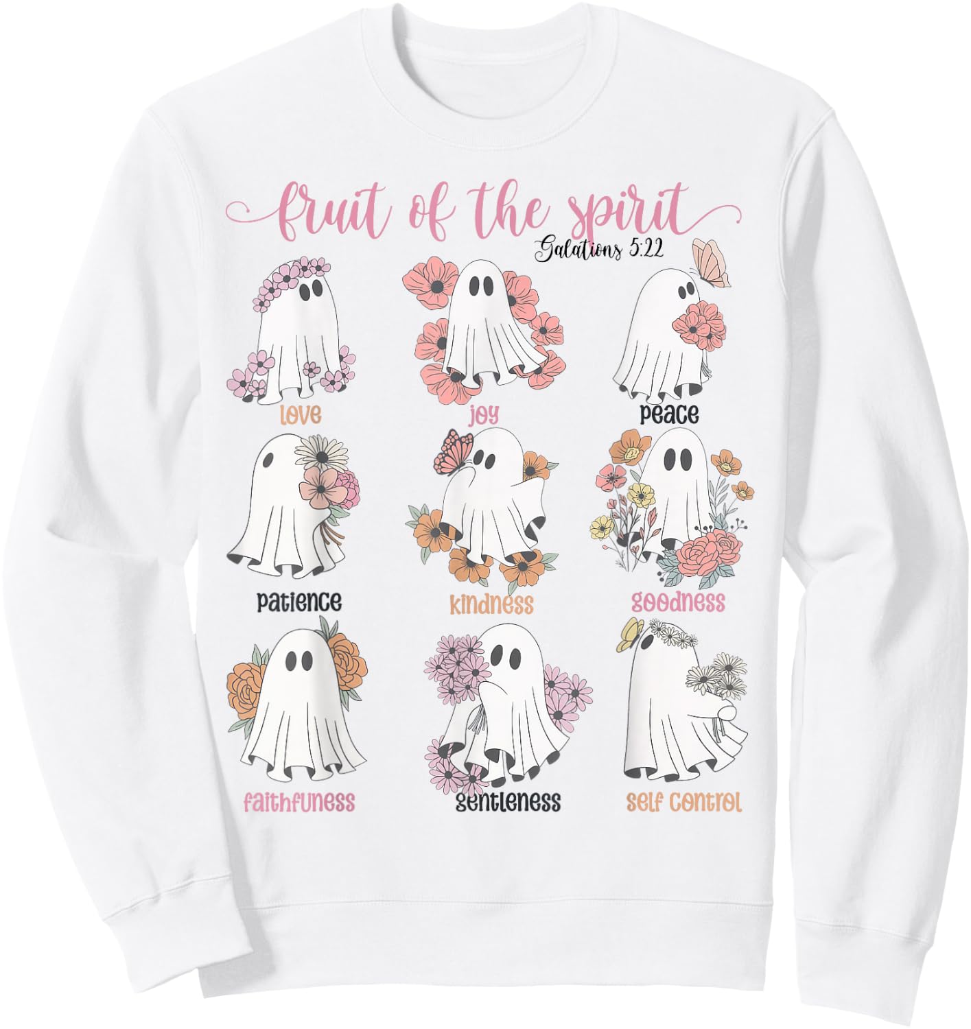 Fruit Of The Spirit Retro Ghost Christian Halloween Faith Sweatshirt - Sweatshirt | White