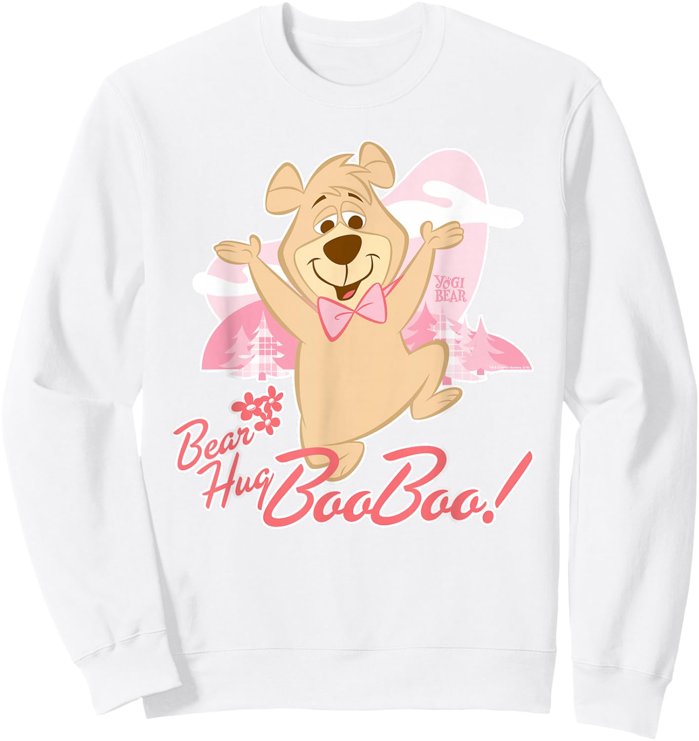 Popfunk Yogi Bear Bear Hug Boo Boo -Adults Kids , Grey, Small, Short Sleeve, Cotton 50% Polyester 50% Sweatshirt - Sweatshirt | White