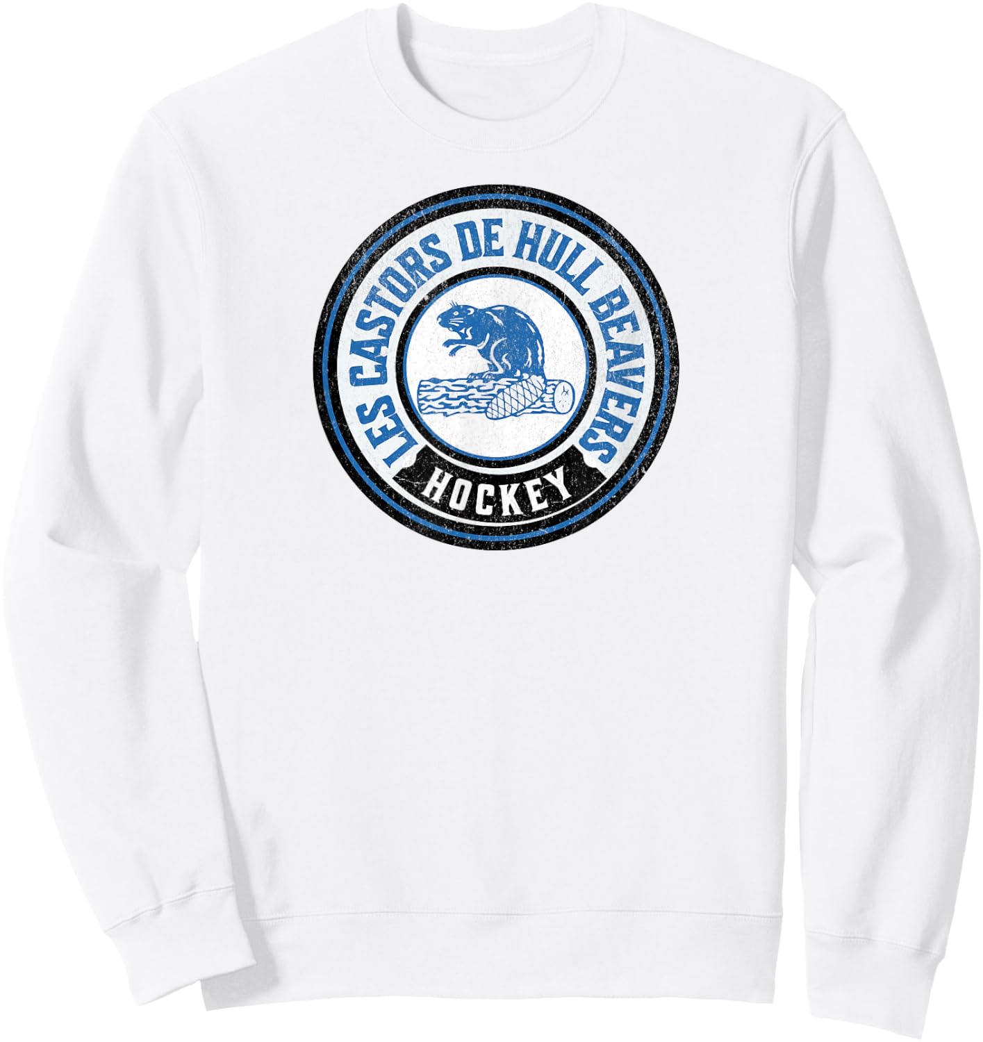 Vintage Beaver Logo Defunct Hockey Team Hull Beavers Sweatshirt - Sweatshirt | White