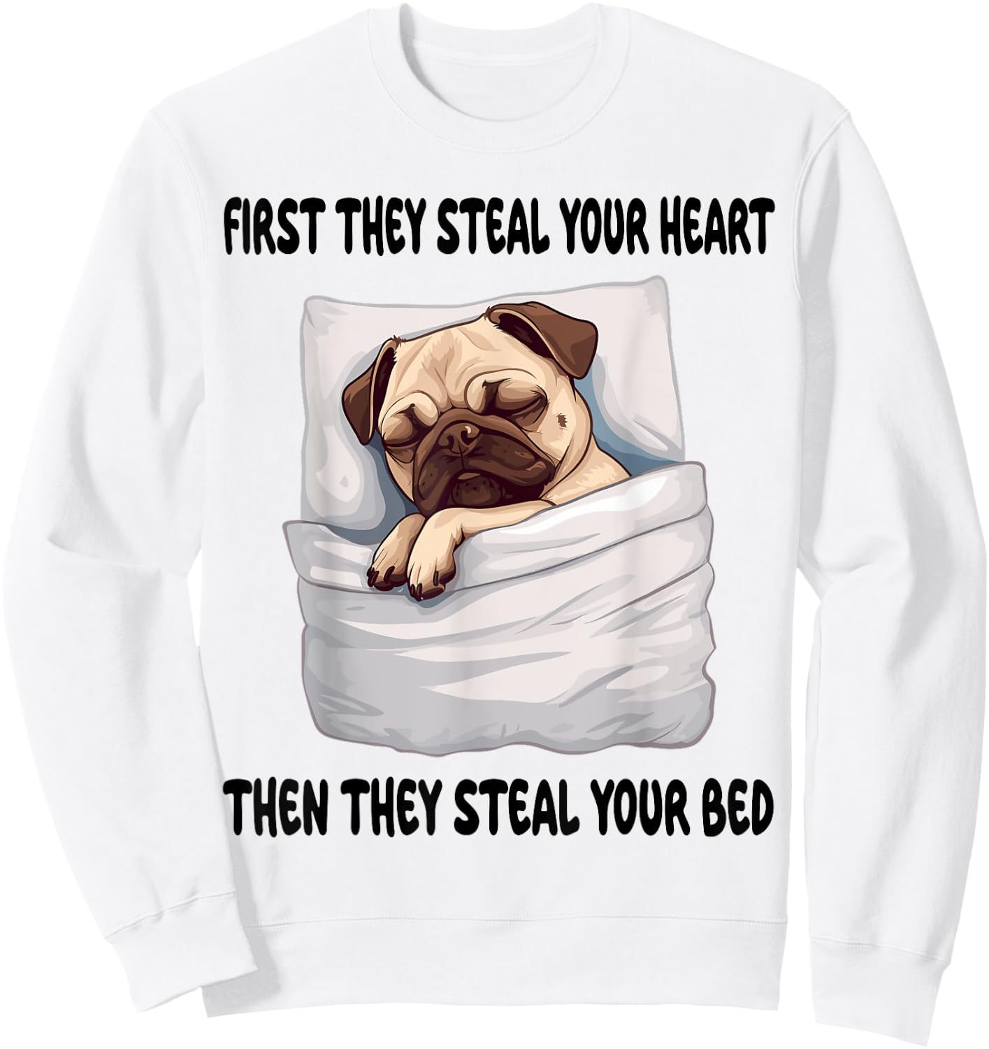 Pug Sleeping Pajamas Nightgown Sweatshirt - Sweatshirt | White