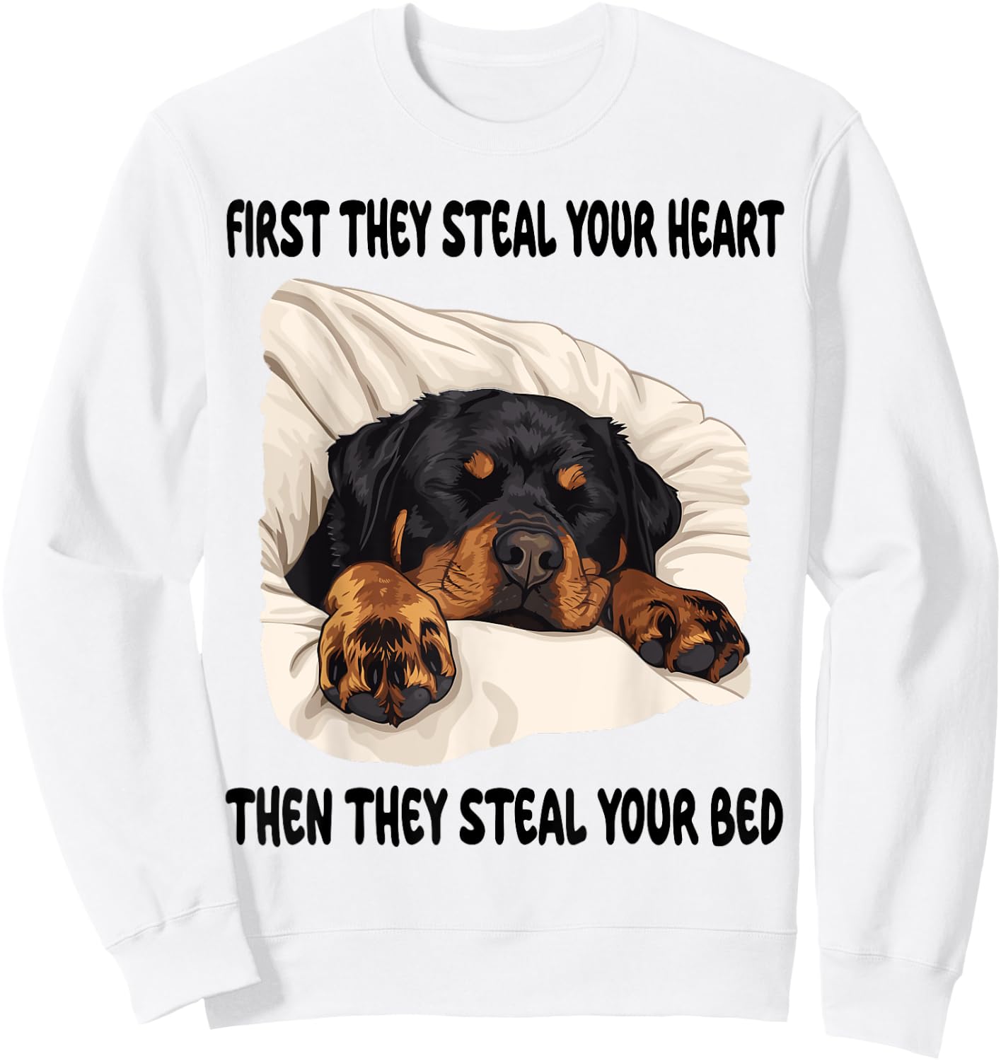 Rottweiler Sleeping Pajamas Nightgown Sweatshirt - Sweatshirt | White
