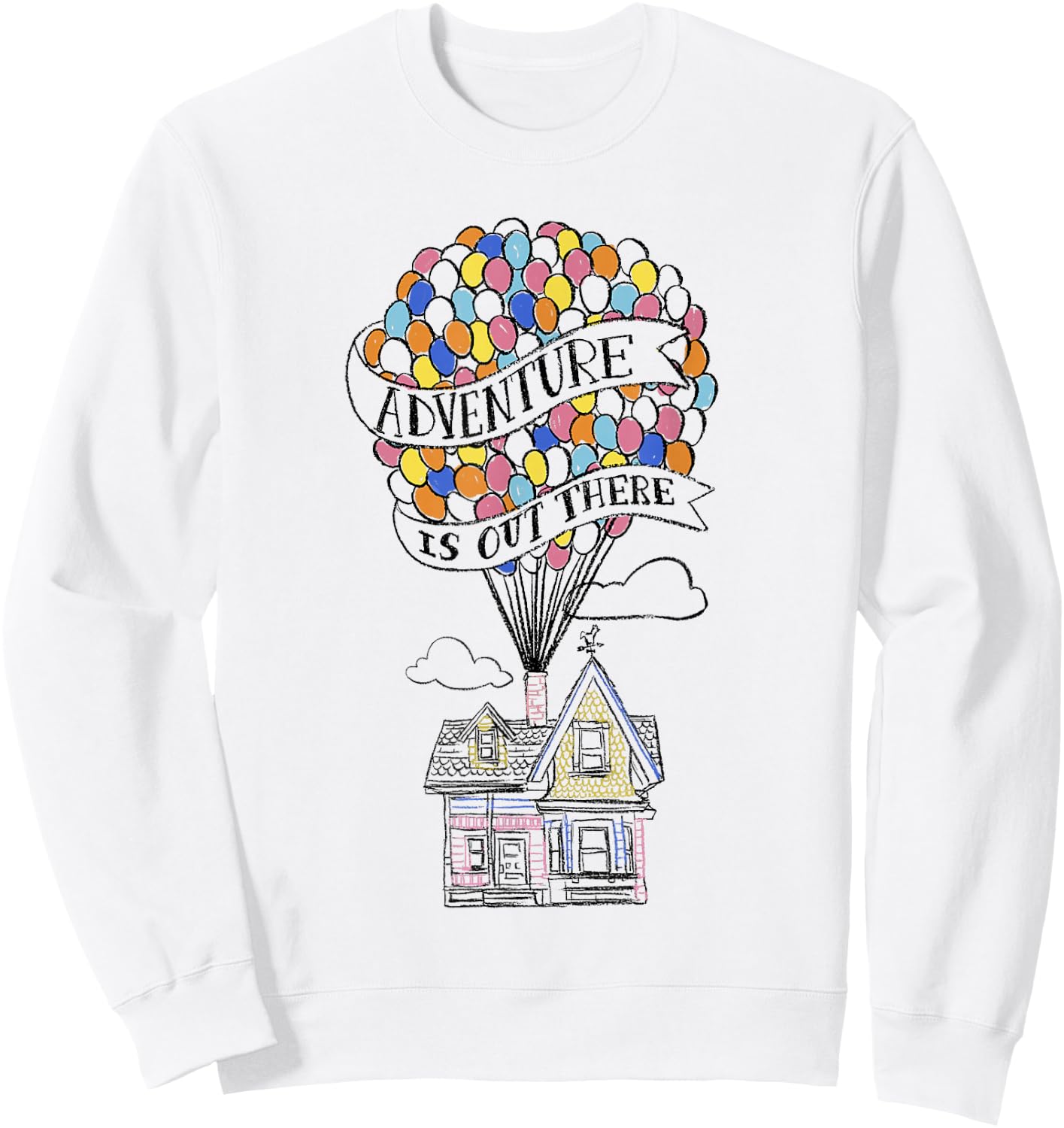 Disney Pixar Up Adventure Is Out There Flying House Outline Sweatshirt - Sweatshirt | White