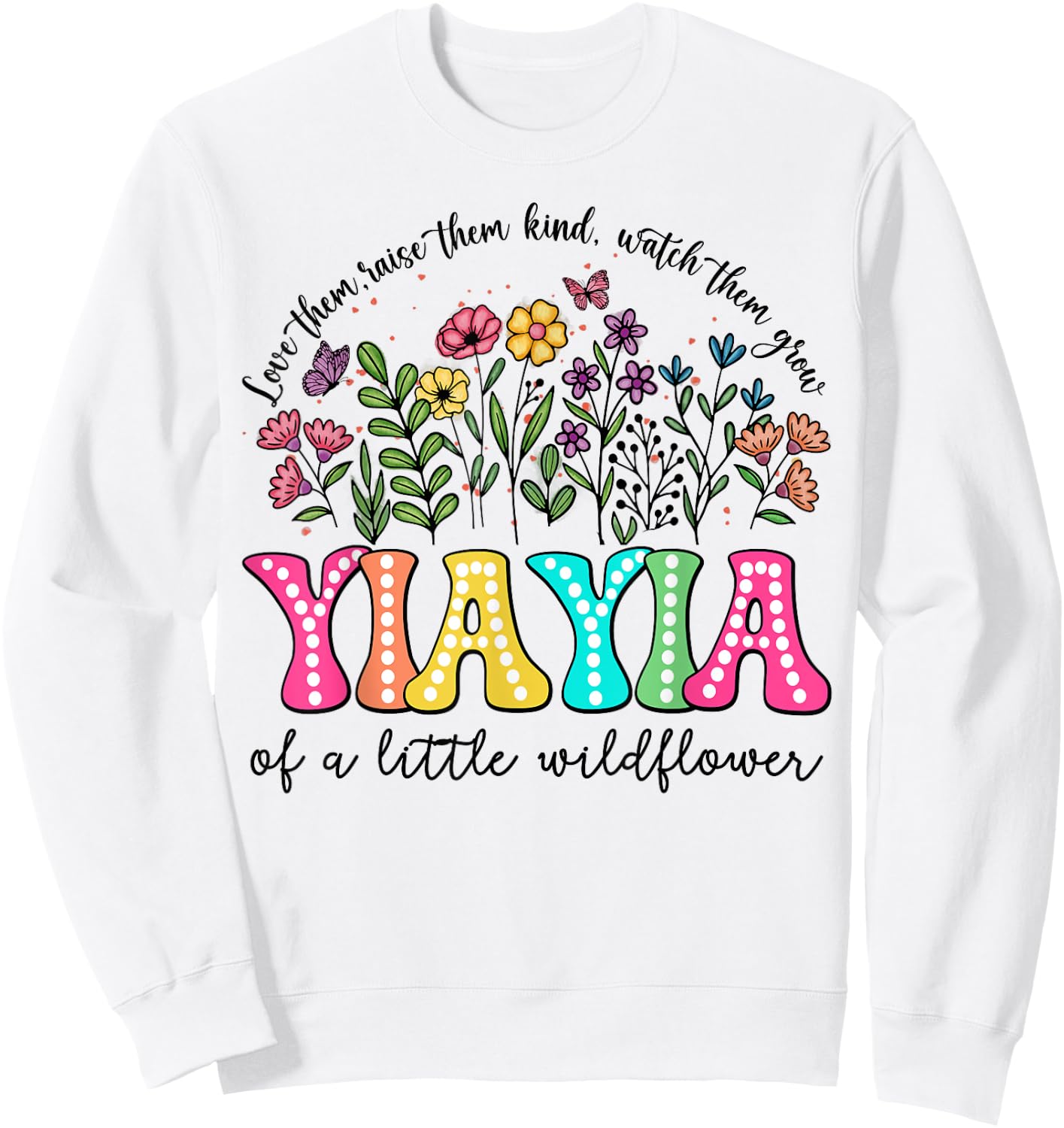 YiaYia Of The Little Wildflower Birthday Kids Groovy Sweatshirt - Sweatshirt | White