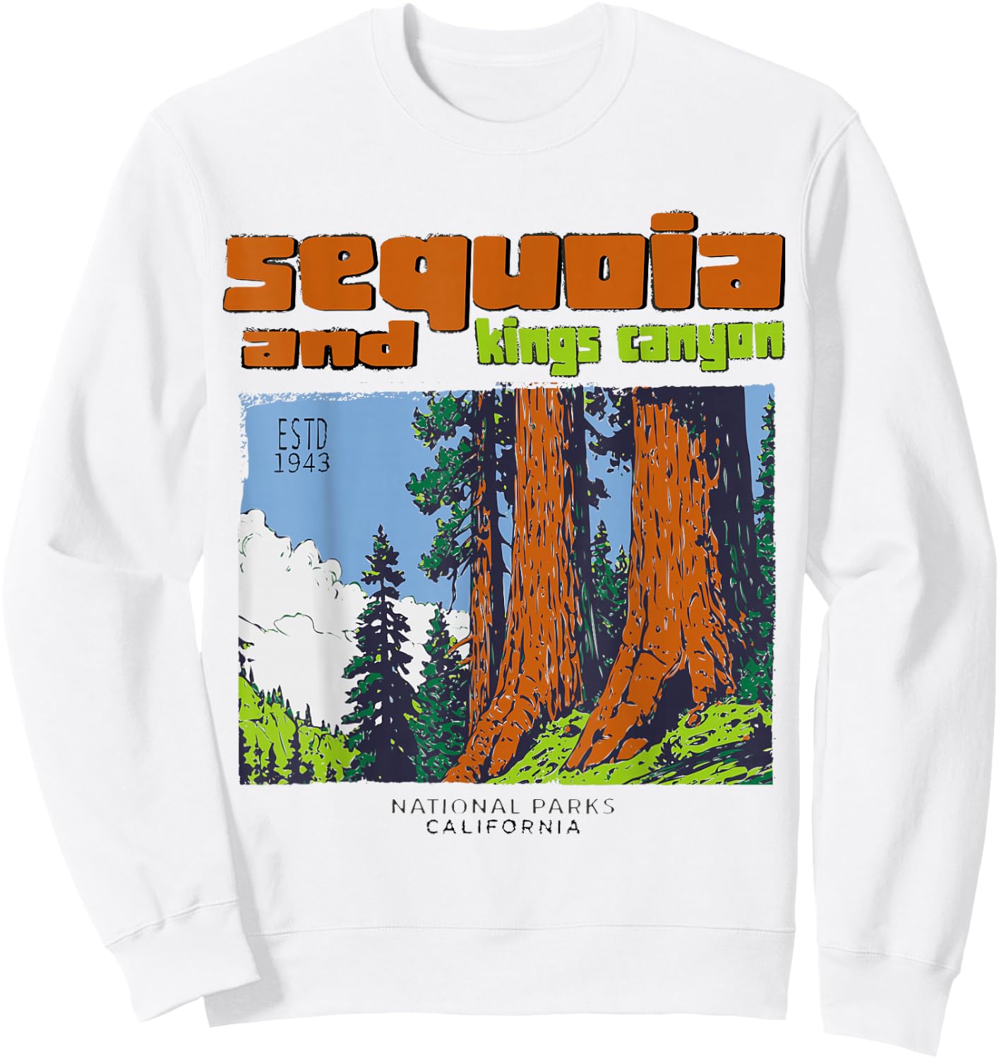 Sequoia Kings Canyon National Parks Vintage Sweatshirt - Sweatshirt | White
