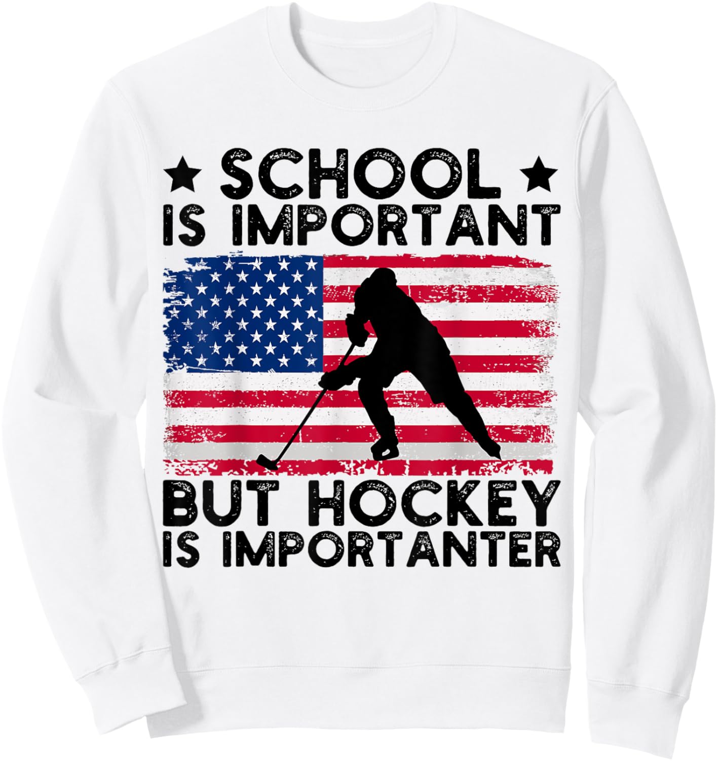 Funny Hockey School Is Important But Hockey is Importanter Sweatshirt - Sweatshirt | White
