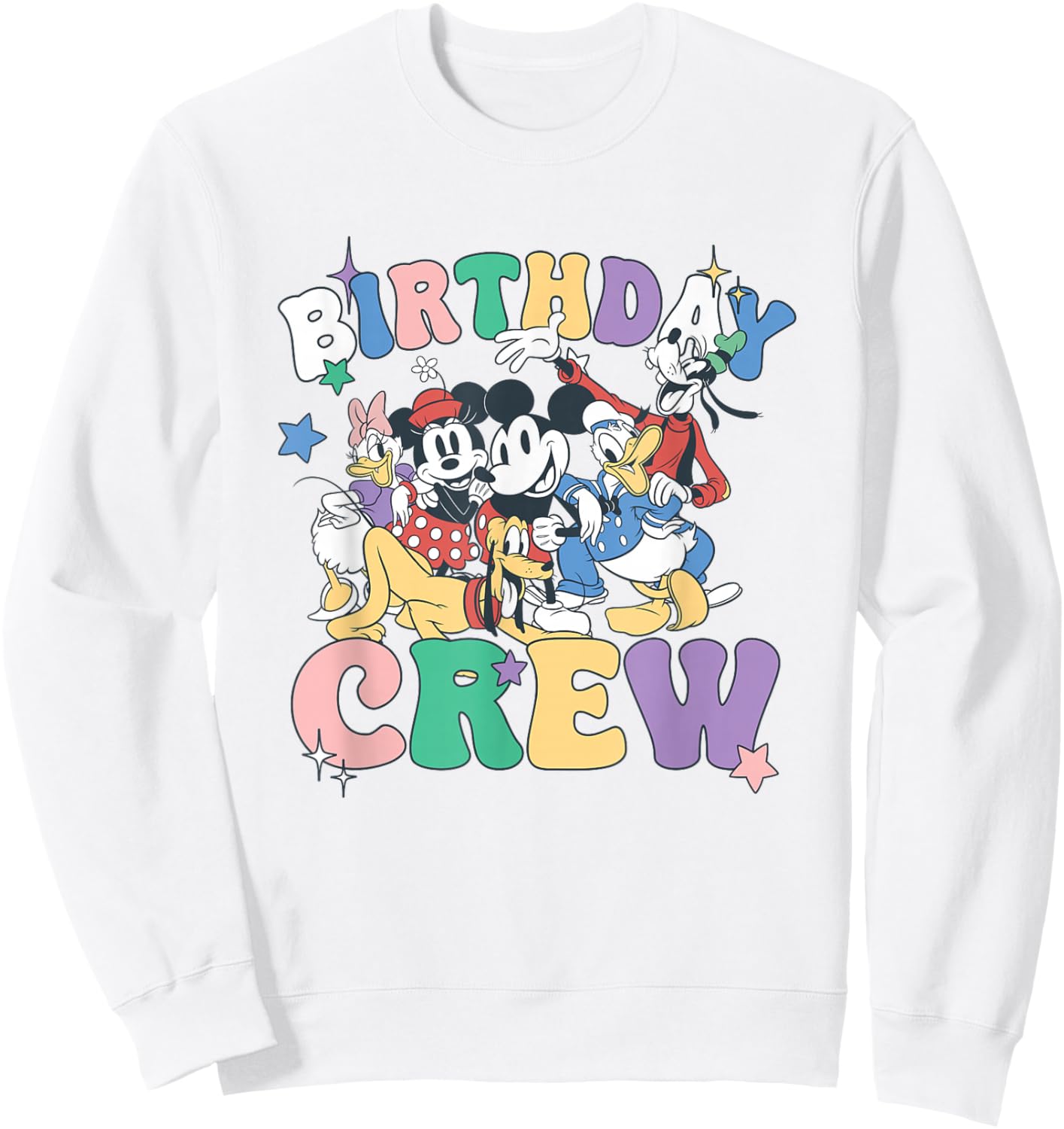 Disney Mickey And Friends Birthday Crew Vintage Group Sweatshirt - Sweatshirt | White