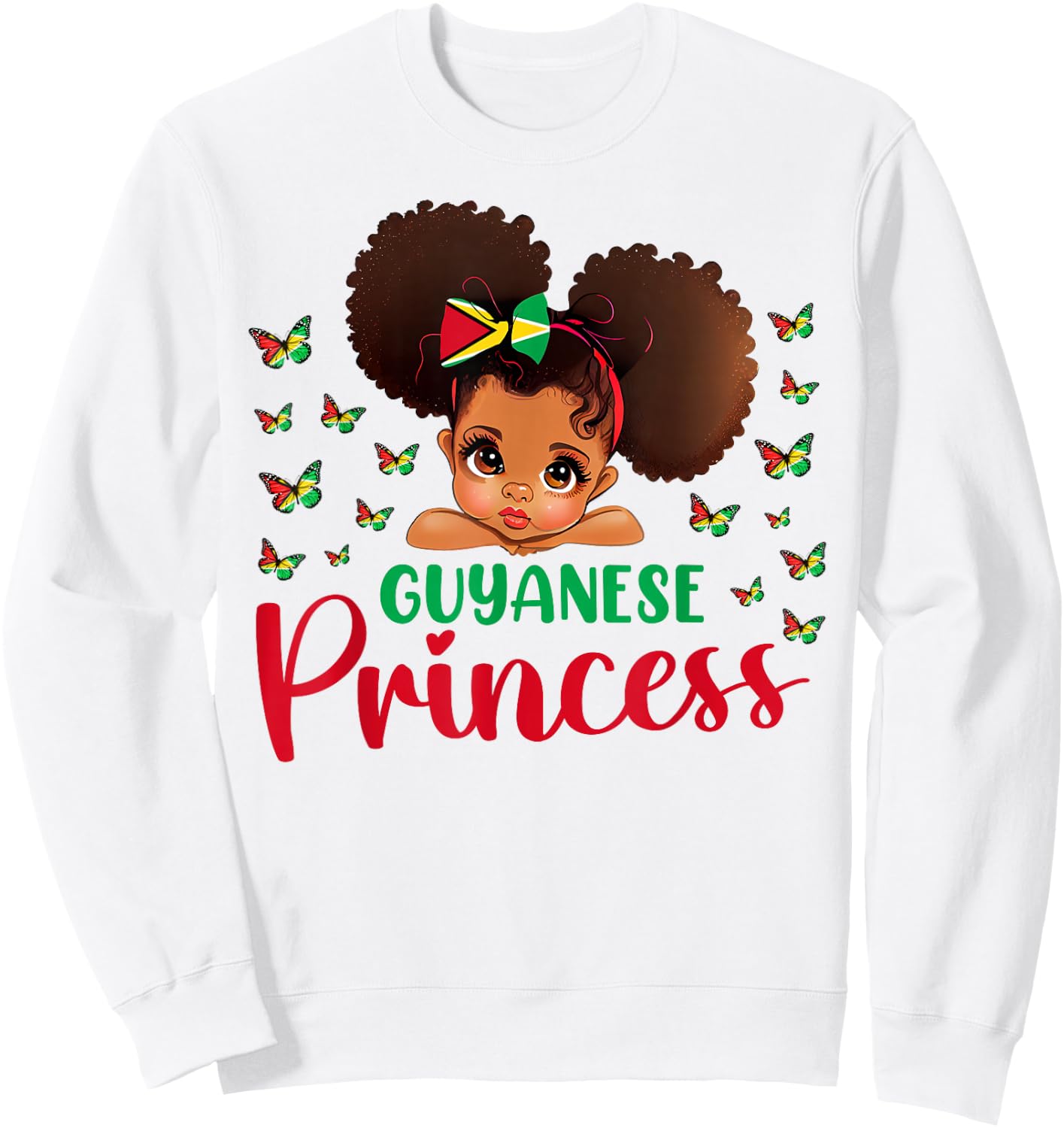 Guyanese Princess Guyana for Black Girls Kids Sweatshirt - Sweatshirt | White