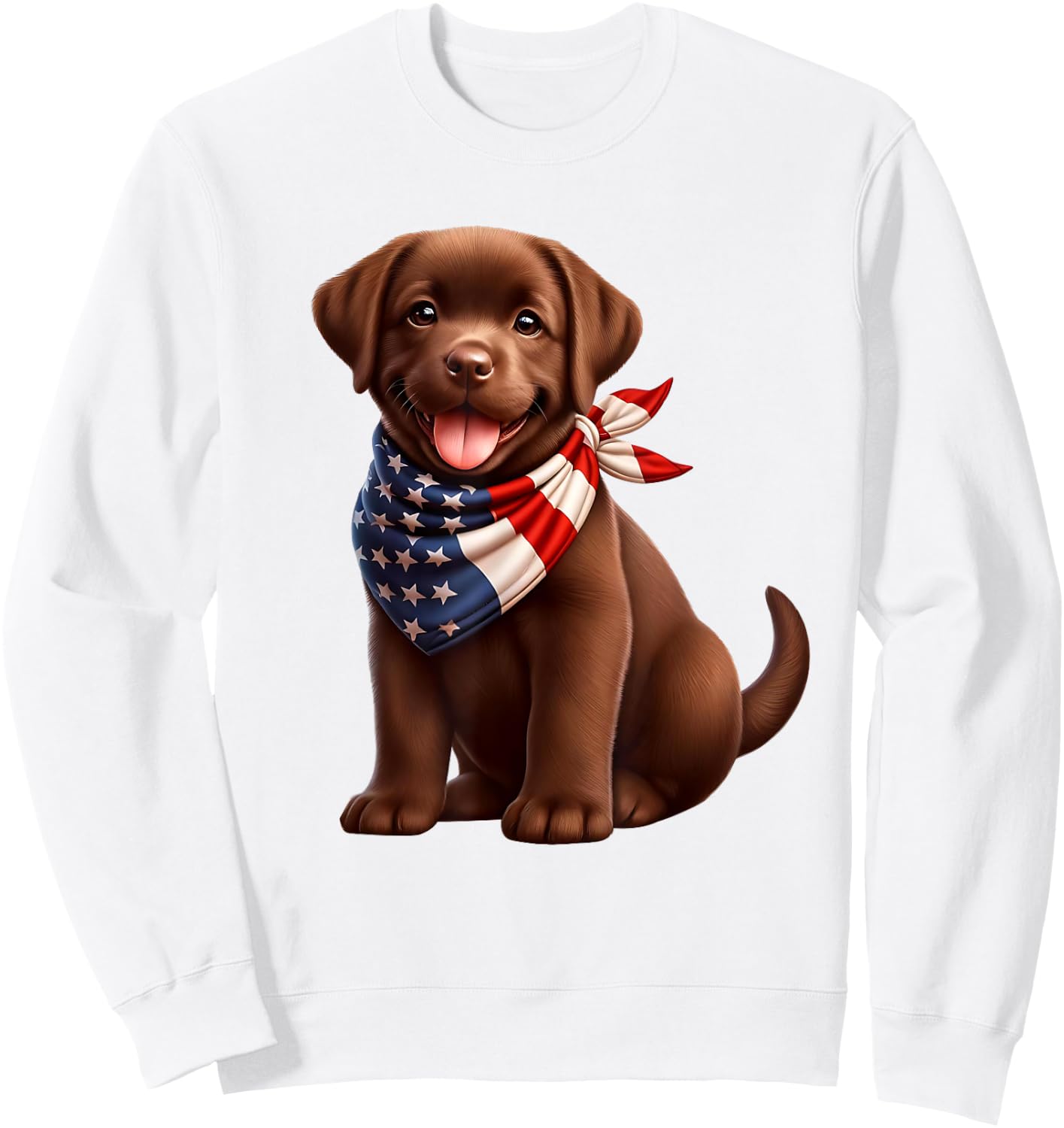 Cute Chocolate Labrador Puppy 4th Of July Dog Sweatshirt - Sweatshirt | White