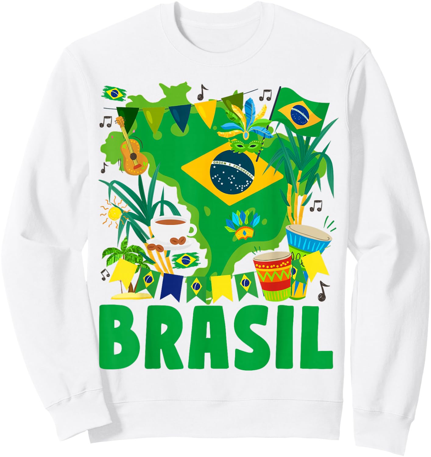Brasil Flag Outfit Idea For Kids Brazil & Brazilian Flag Sweatshirt - Sweatshirt | White