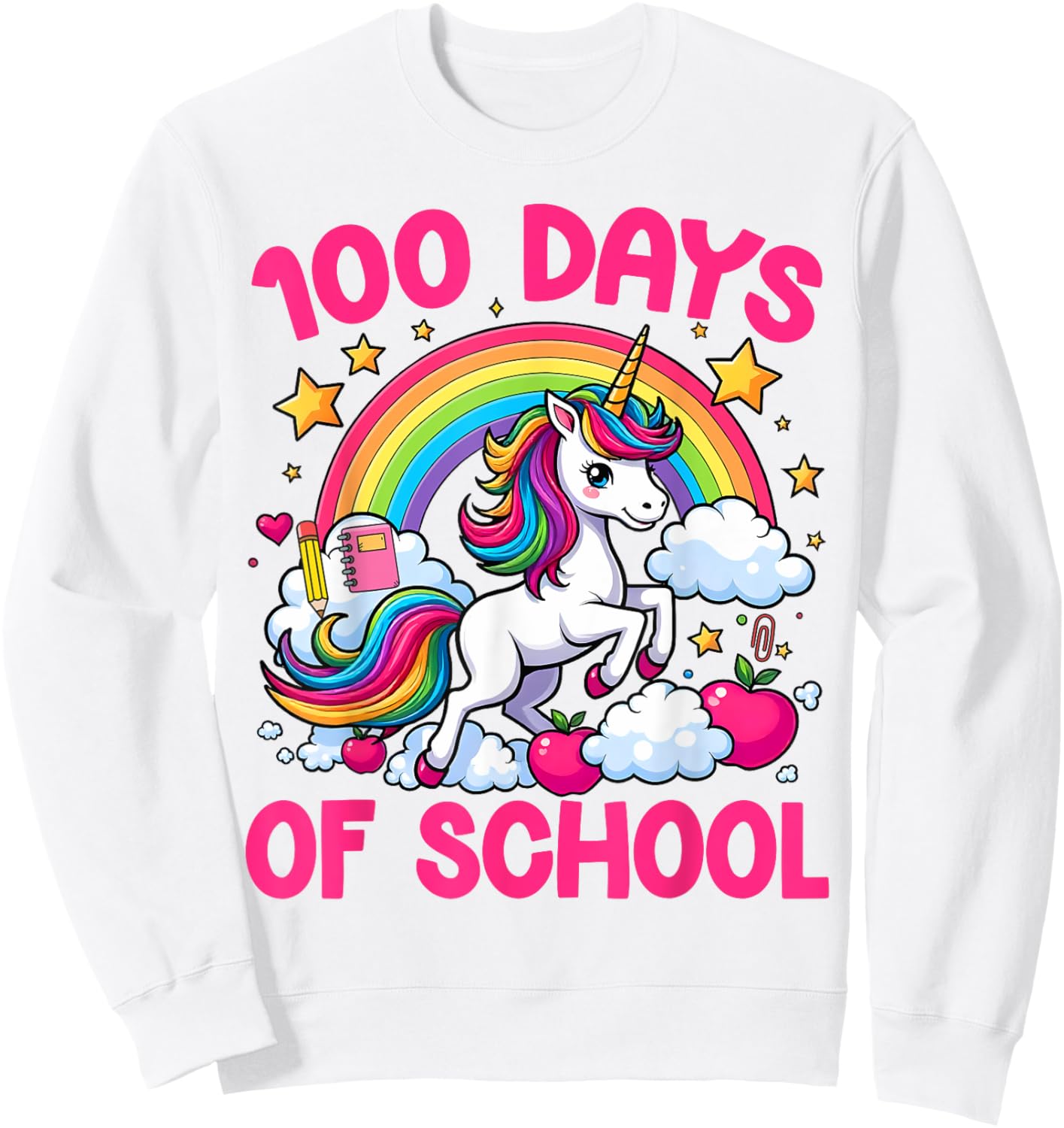 100 Days Of School Unicorn Teacher Girls Happy 100 Days Sweatshirt - Sweatshirt | White