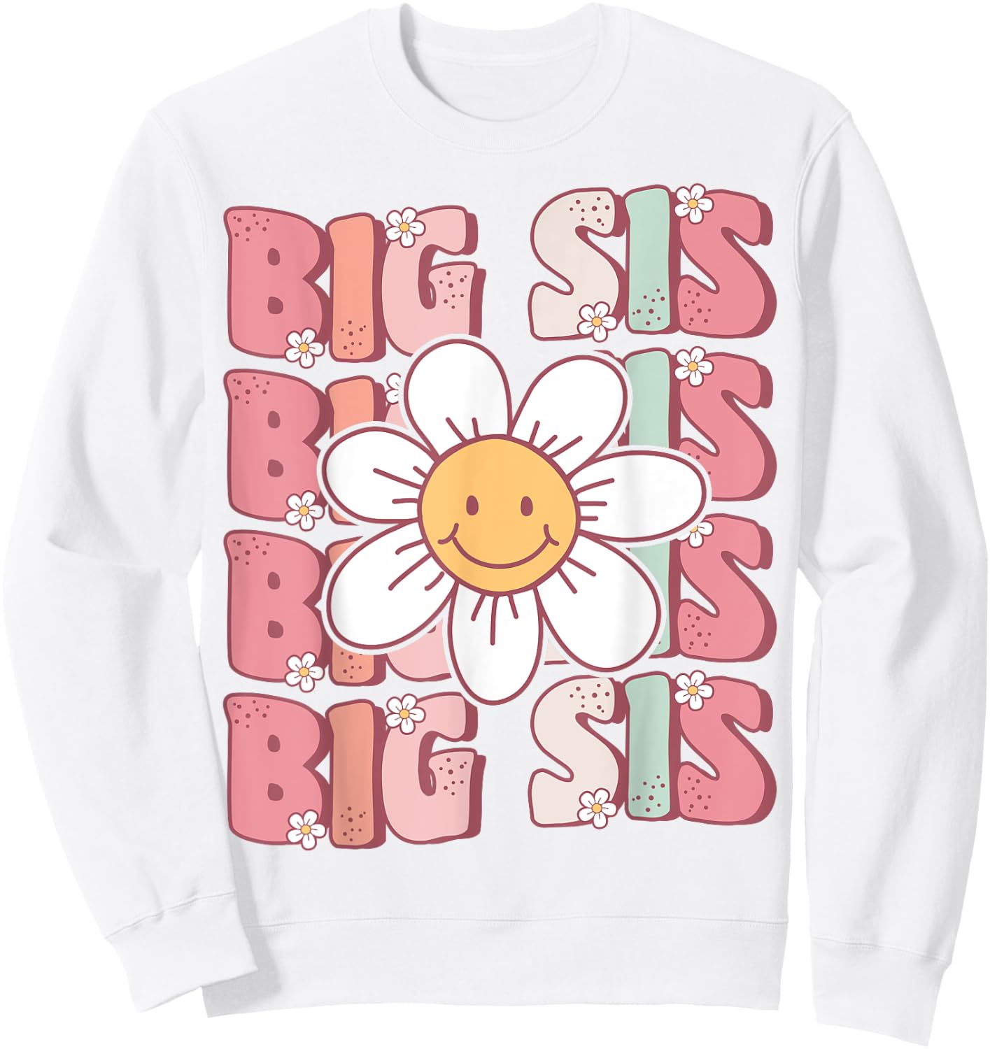 Groovy Big Sis Matching Family Birthday Party Daisy Flower Sweatshirt - Sweatshirt | White