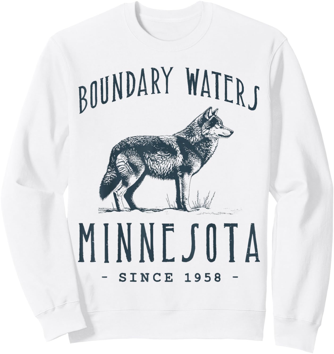 Boundary Waters. Wolf Outdoor Wildlife Sweatshirt - Sweatshirt | White