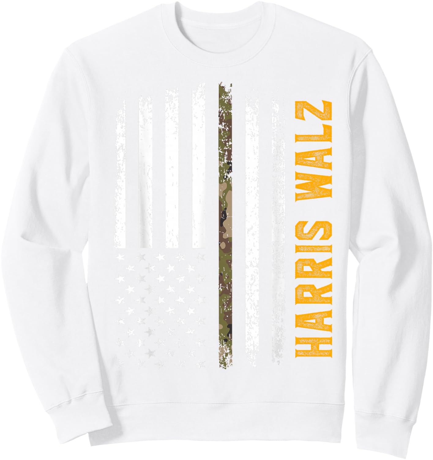 Harris Walz 2024 Presidential Election Kamala Camo Flag Sweatshirt - Sweatshirt | White