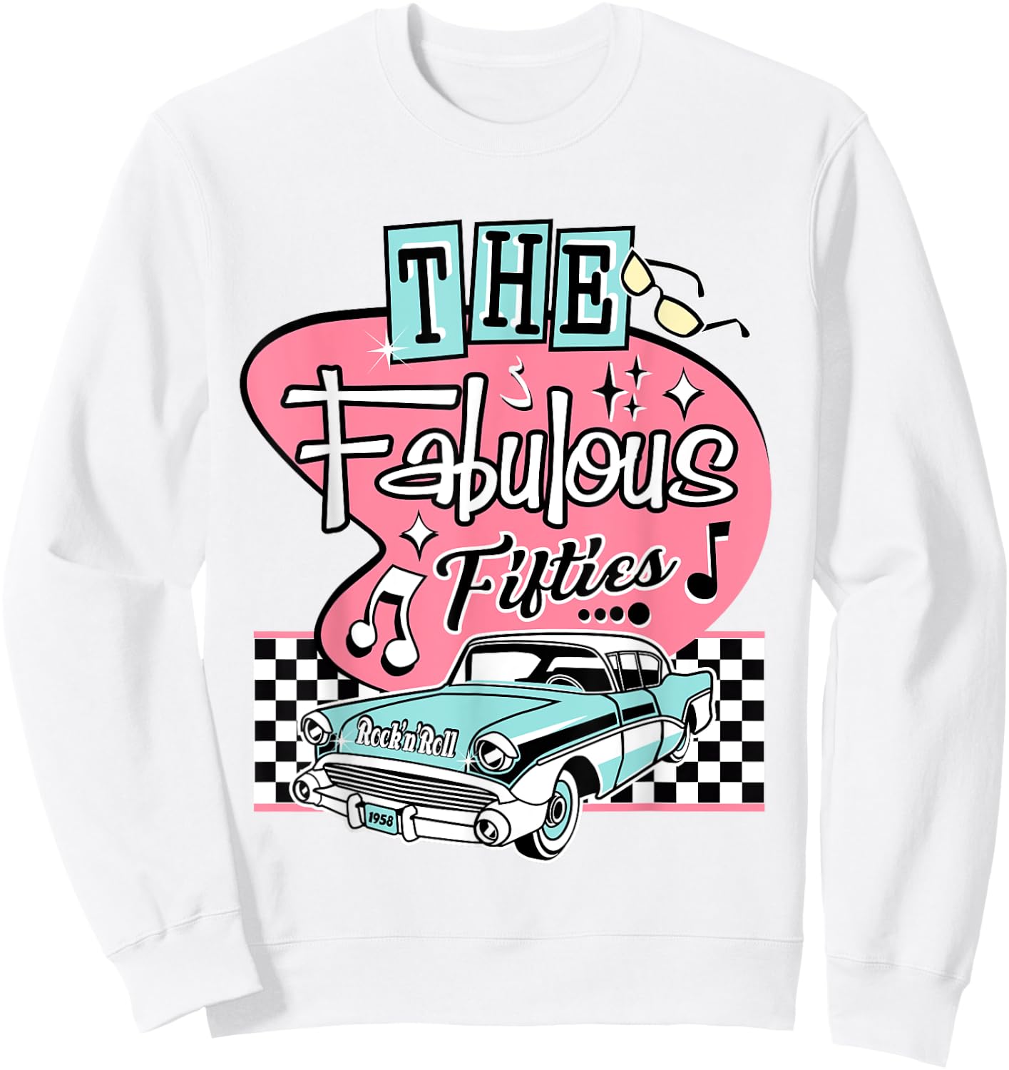 1950s Sock Hop Dance Retro 50s Costume Rockabilly Doo Wop Sweatshirt - Sweatshirt | White