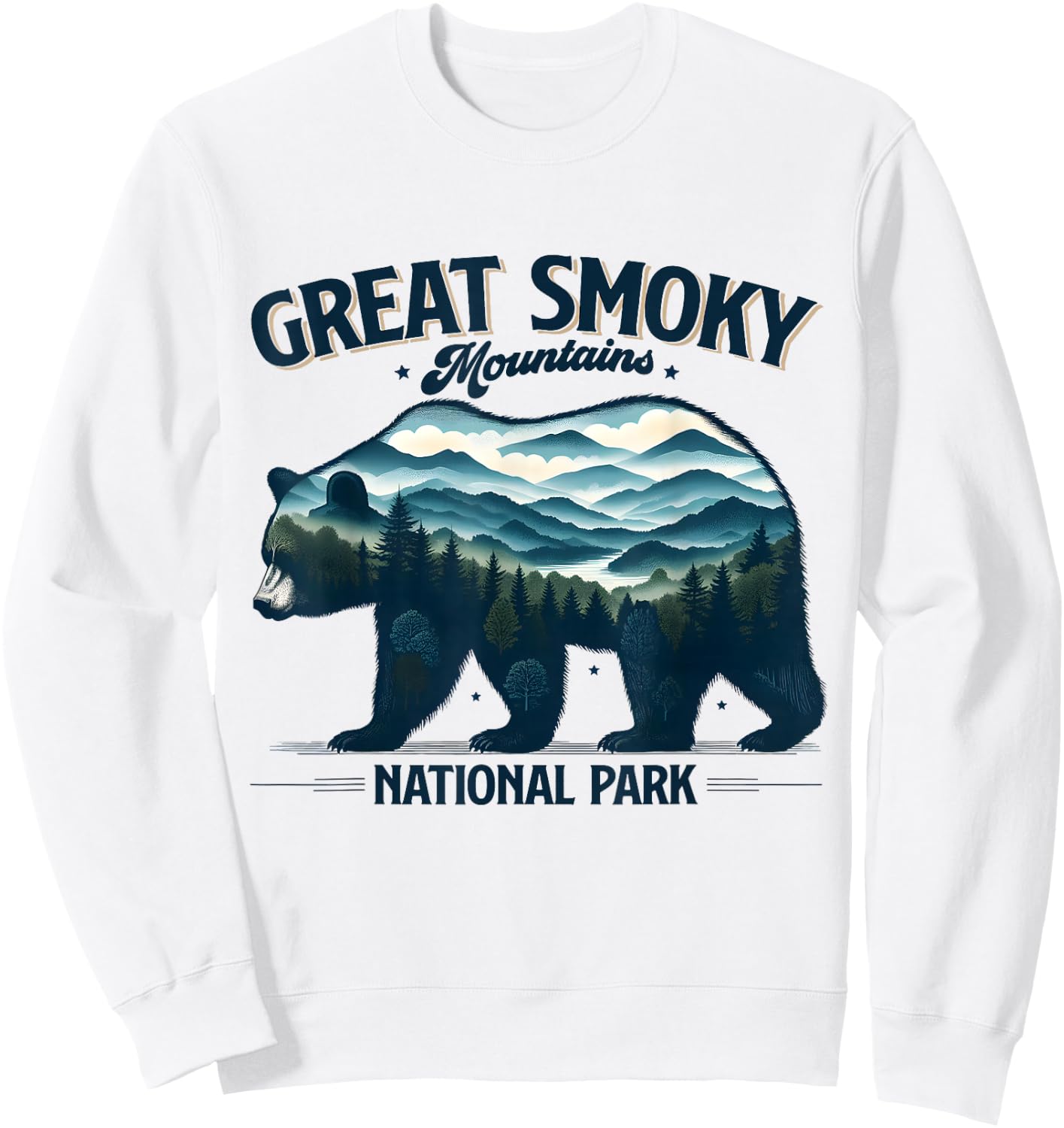 Hiking Camping Great Smoky Mountains National Park Bear Sweatshirt - Sweatshirt | White
