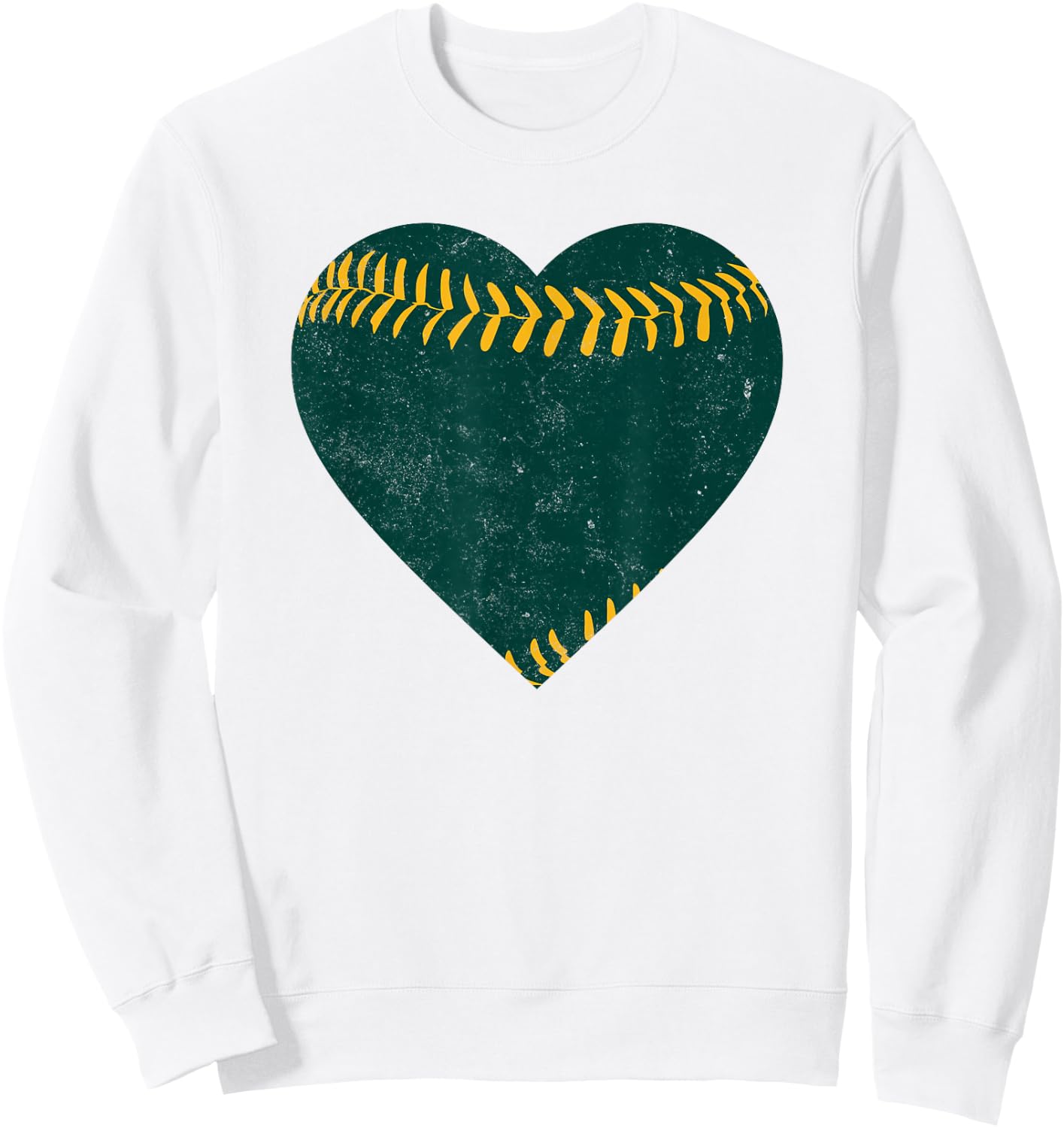 Vintage Green and Gold Baseball Heart Sweatshirt - Sweatshirt | White