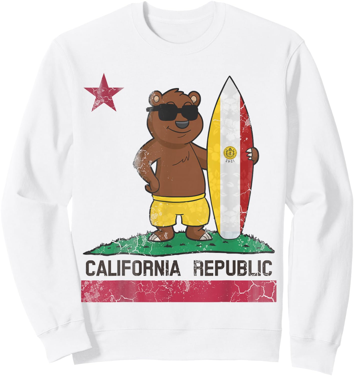 San Diego California Surfer Bear Surfing Men Women Kids Teen Sweatshirt - Sweatshirt | White