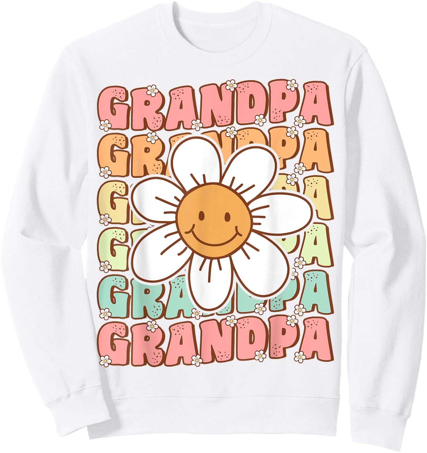 Groovy Grandpa Matching Family Birthday Party Daisy Flower Sweatshirt - Sweatshirt | White