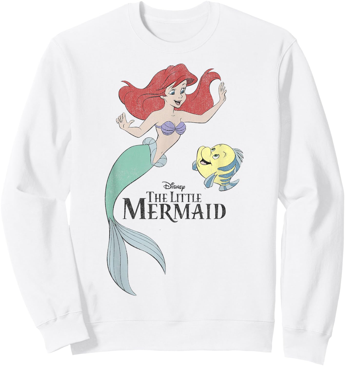 Disney The Little Mermaid Ariel & Flounder Portrait Sweatshirt - Sweatshirt | White