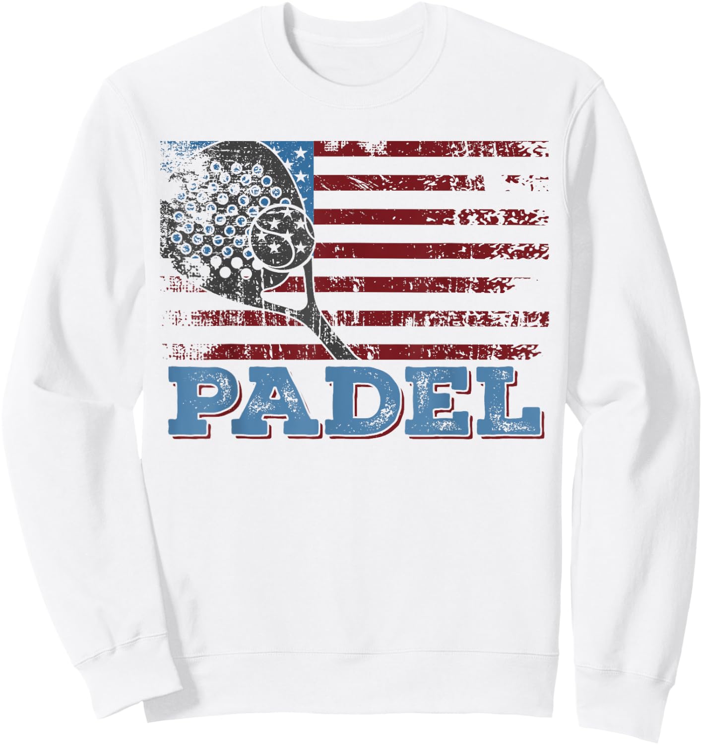 Padel American Flag Paddle Lovers for Patriotic Padel Player Kids Men Sweatshirt - Sweatshirt | White