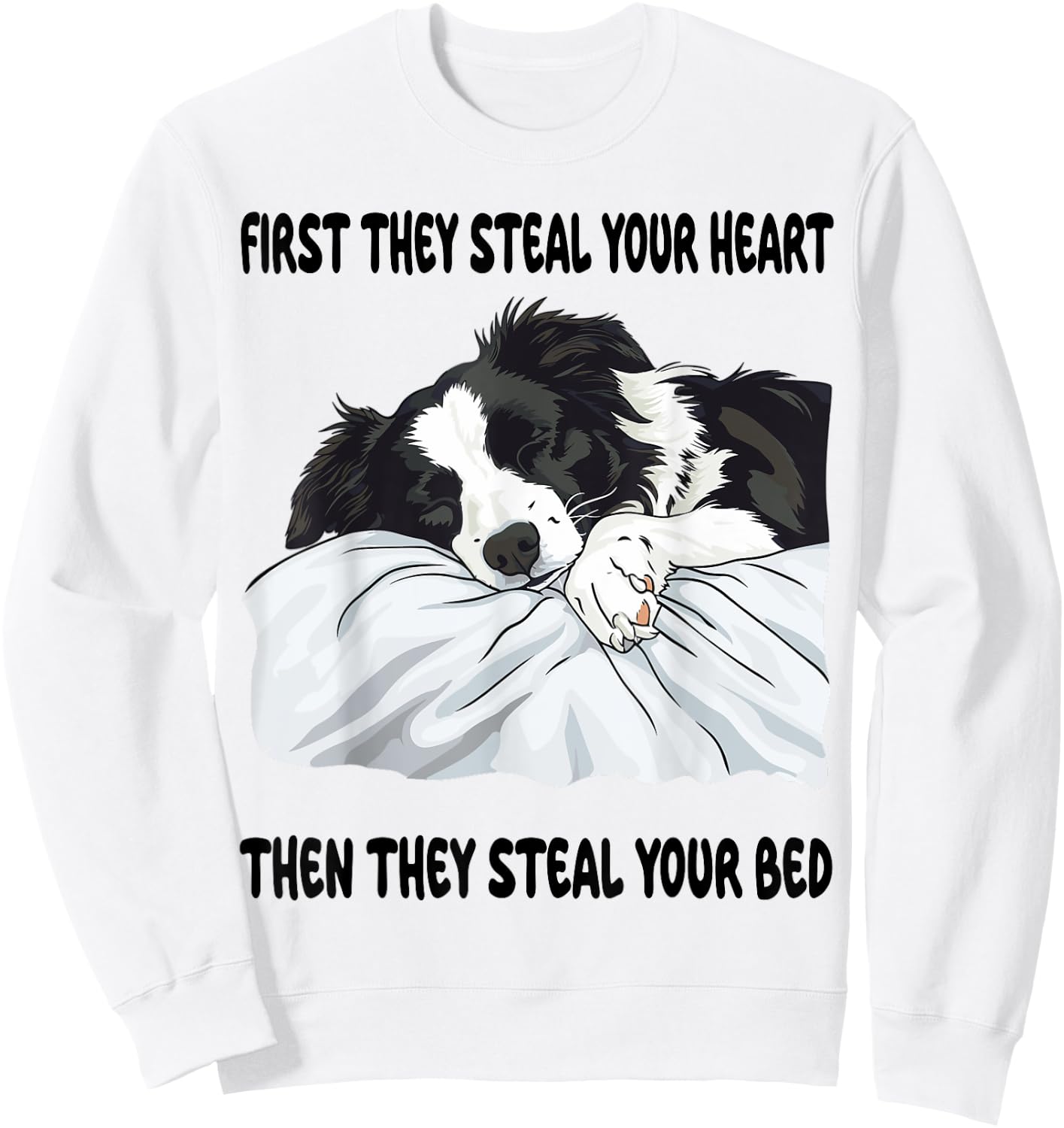 Border Collie Sleeping Pajamas Nightgown Sweatshirt - Sweatshirt | White