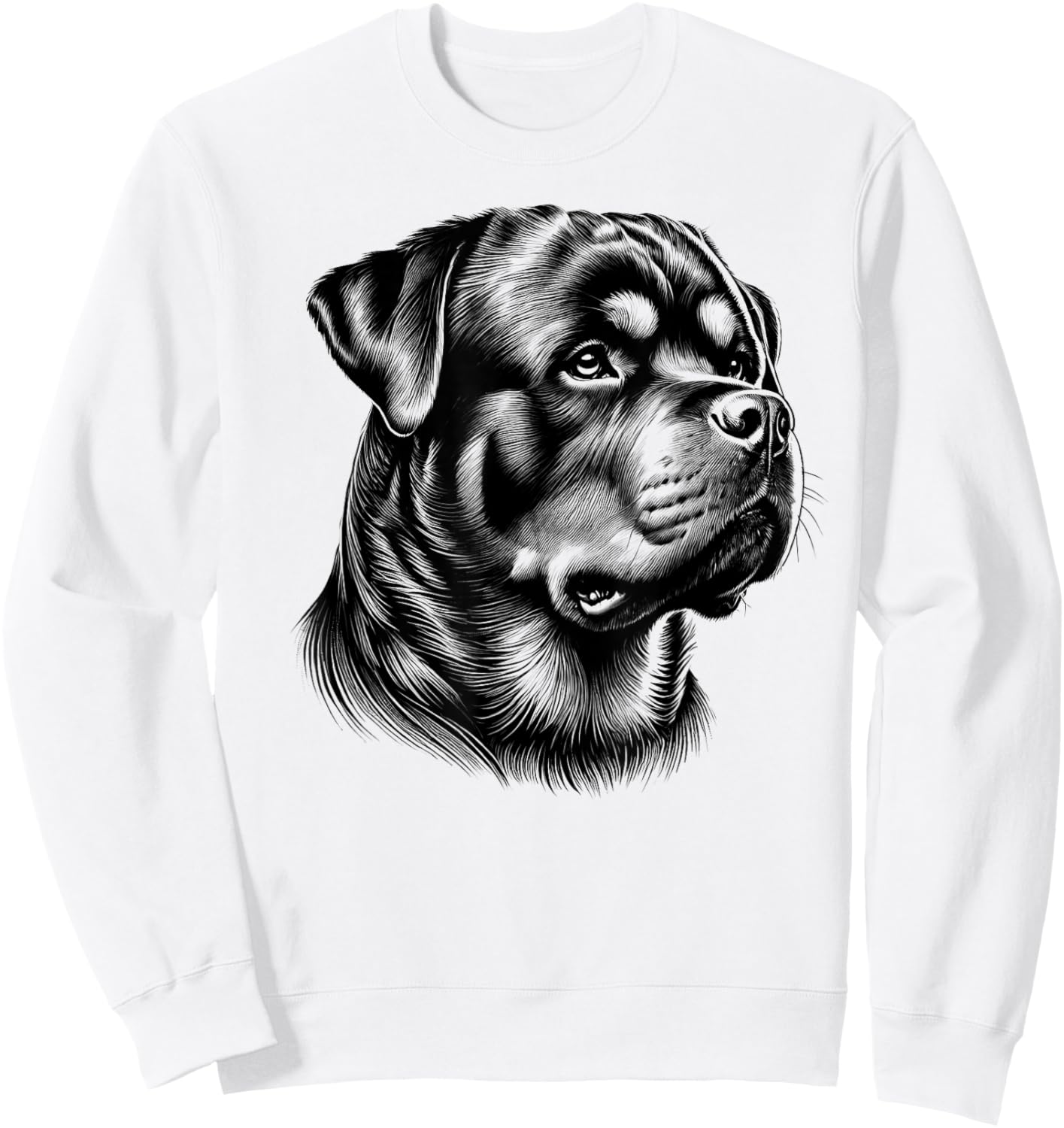 Proud Rottweiler Head in Realistic Drawing Style Sweatshirt - Sweatshirt | White