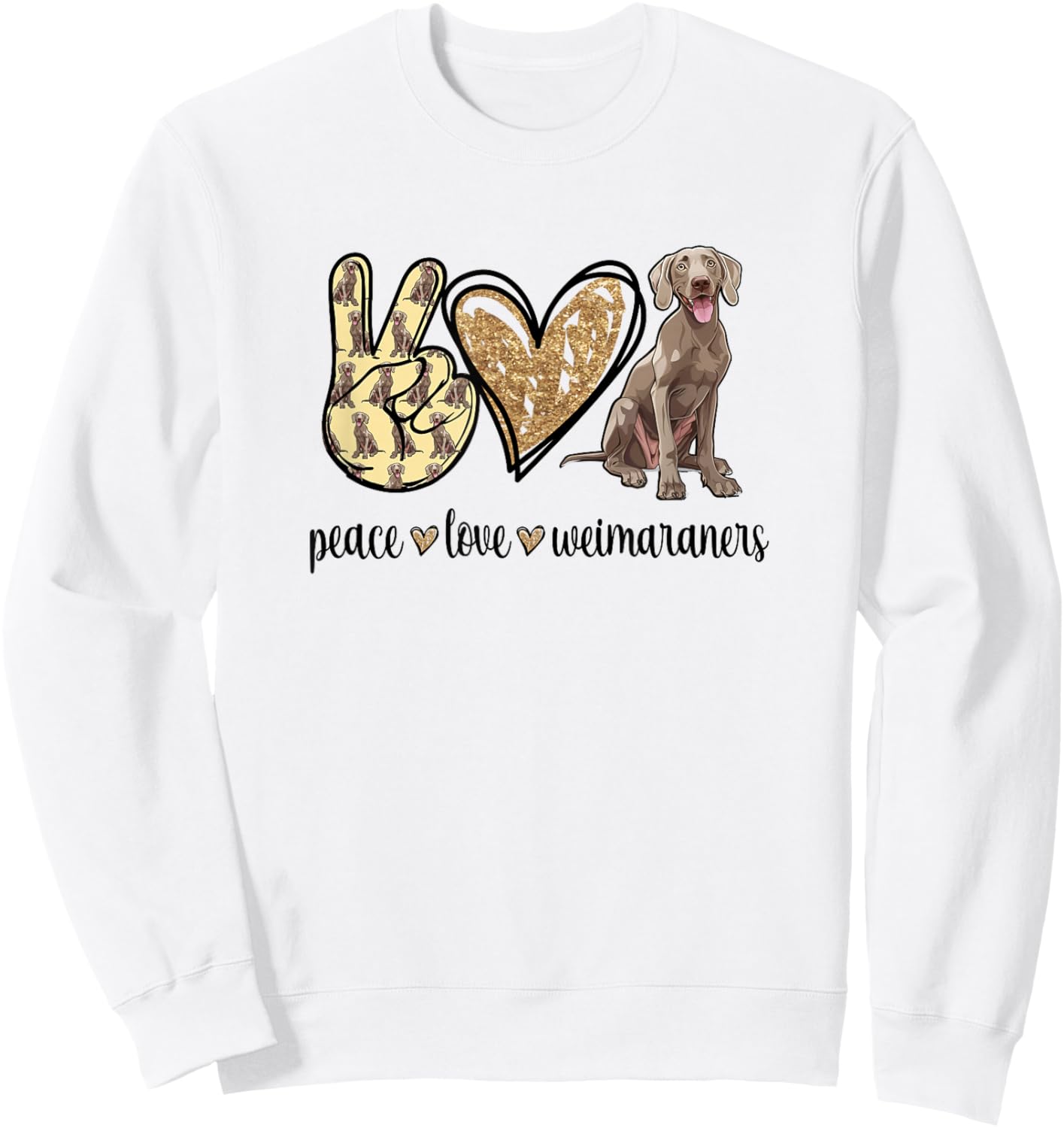 Girls Owners Cute Peace Love Weimaraner Lover Sweatshirt - Sweatshirt | White