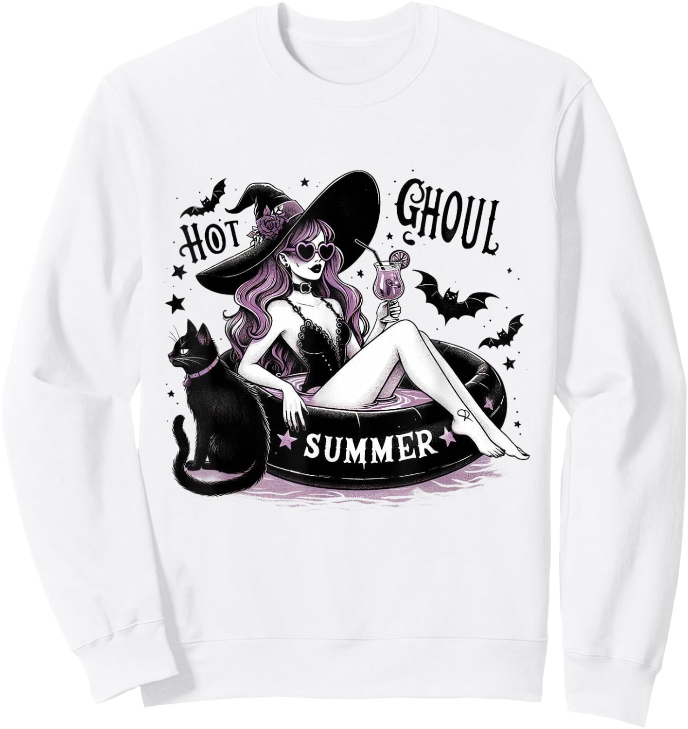Hot Ghoul Summer Halloween Witch Party Costume Sweatshirt - Sweatshirt | White