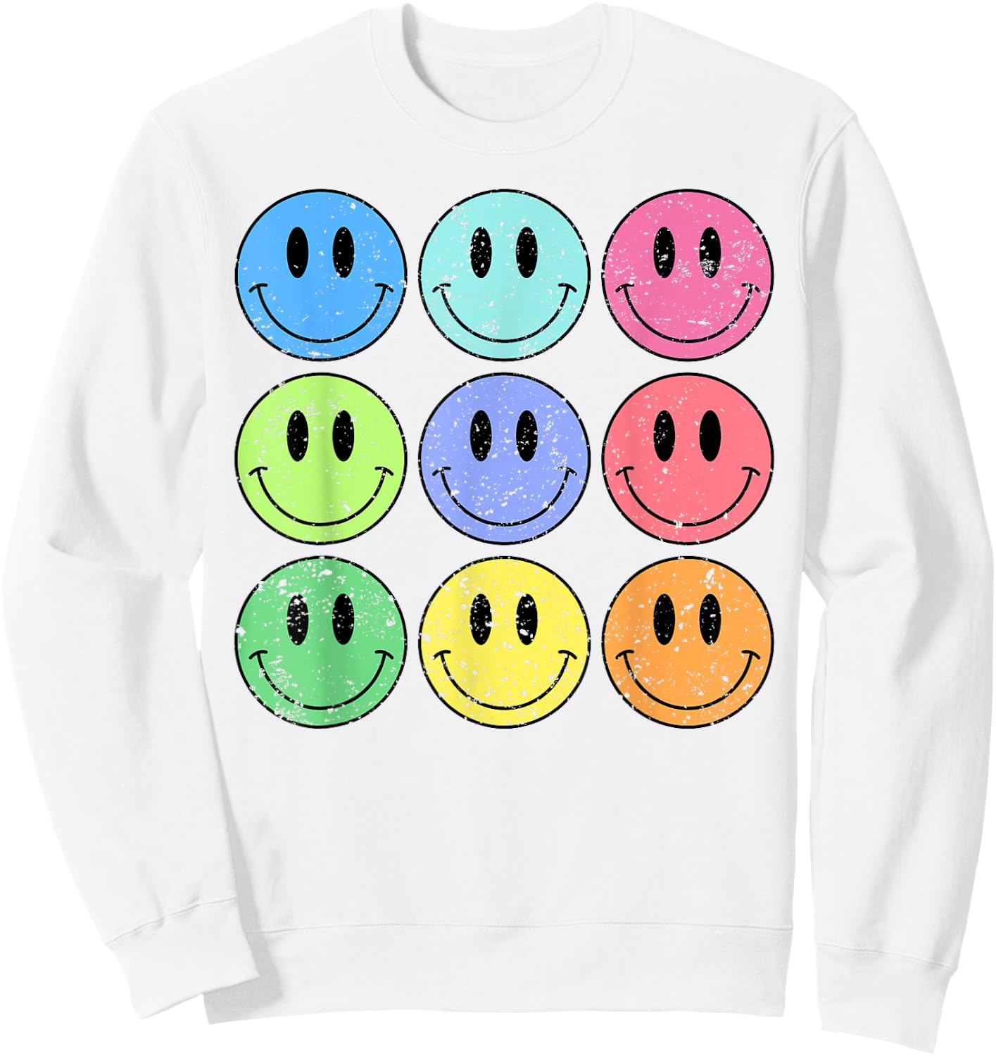 Retro Groovy Checkered Pattern Smile Face Trendy Kids Sweatshirt - Sweatshirt | White