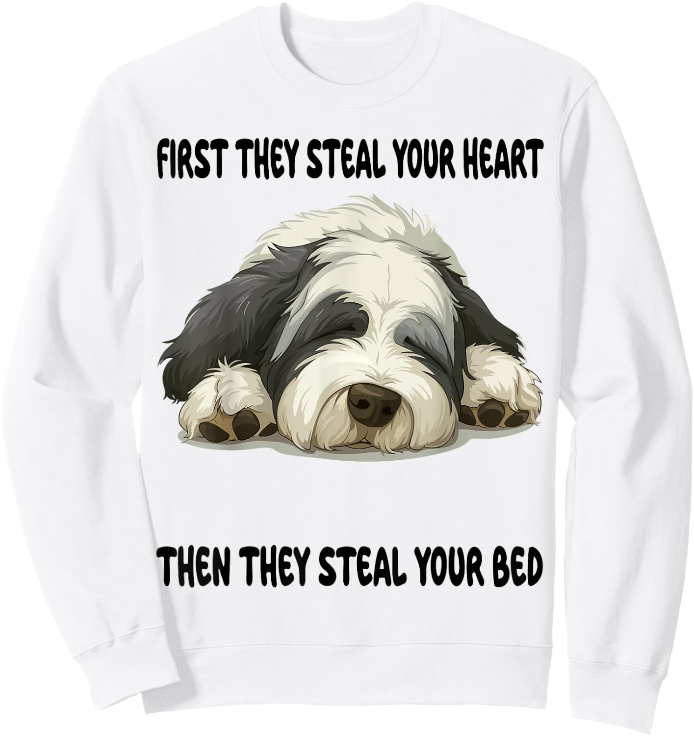 Old English Sheepdog Sleeping Pajamas Nightgown Women Kids Sweatshirt - Sweatshirt | White