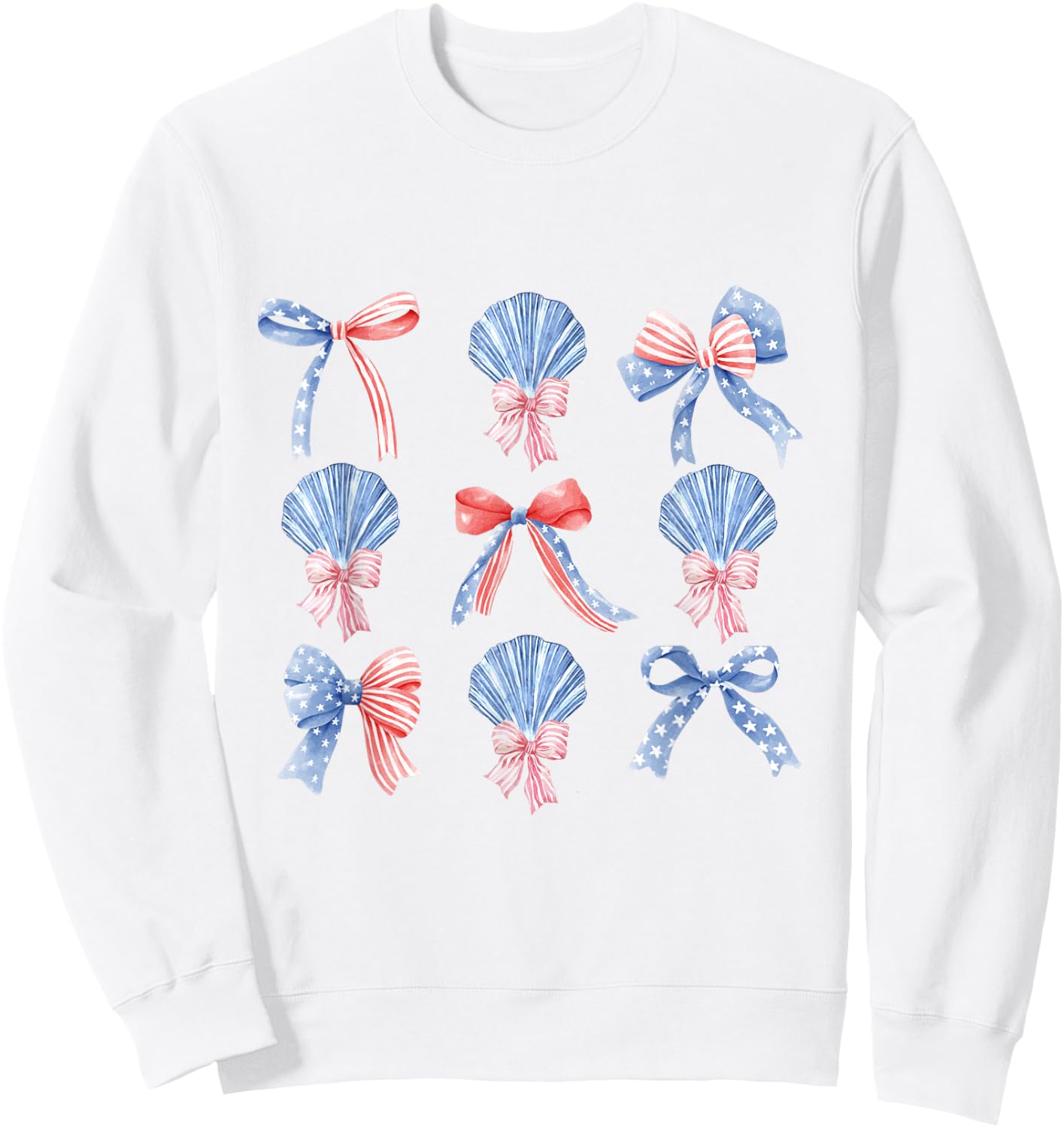 Pink Bows Cute Coquette shells y2k Girl Aesthetic USA bow Sweatshirt - Sweatshirt | White