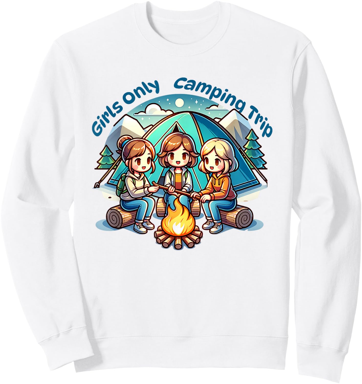 Girls Only Camping Trip Besties Camp Sweatshirt - Sweatshirt | White