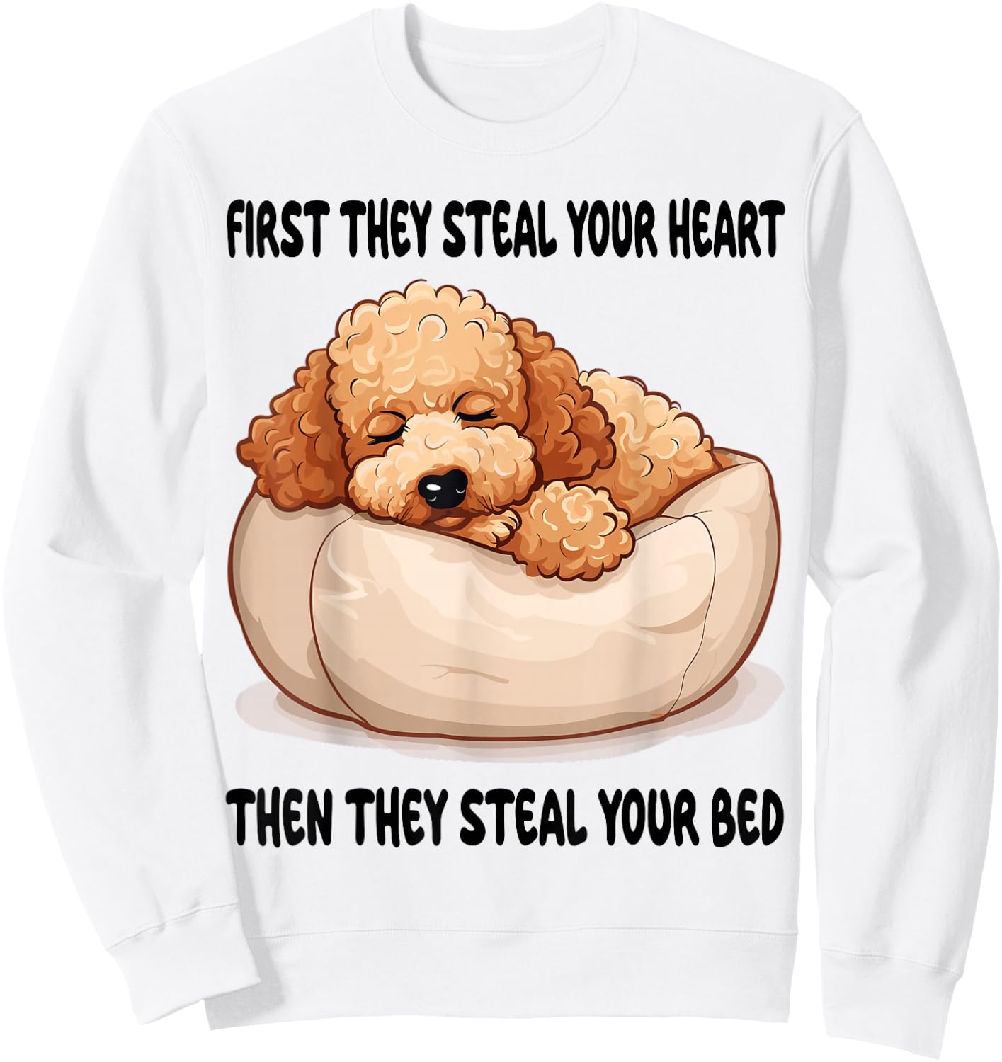 Toy-Poodle Sleeping Pajamas Nightgown Sweatshirt - Sweatshirt | White
