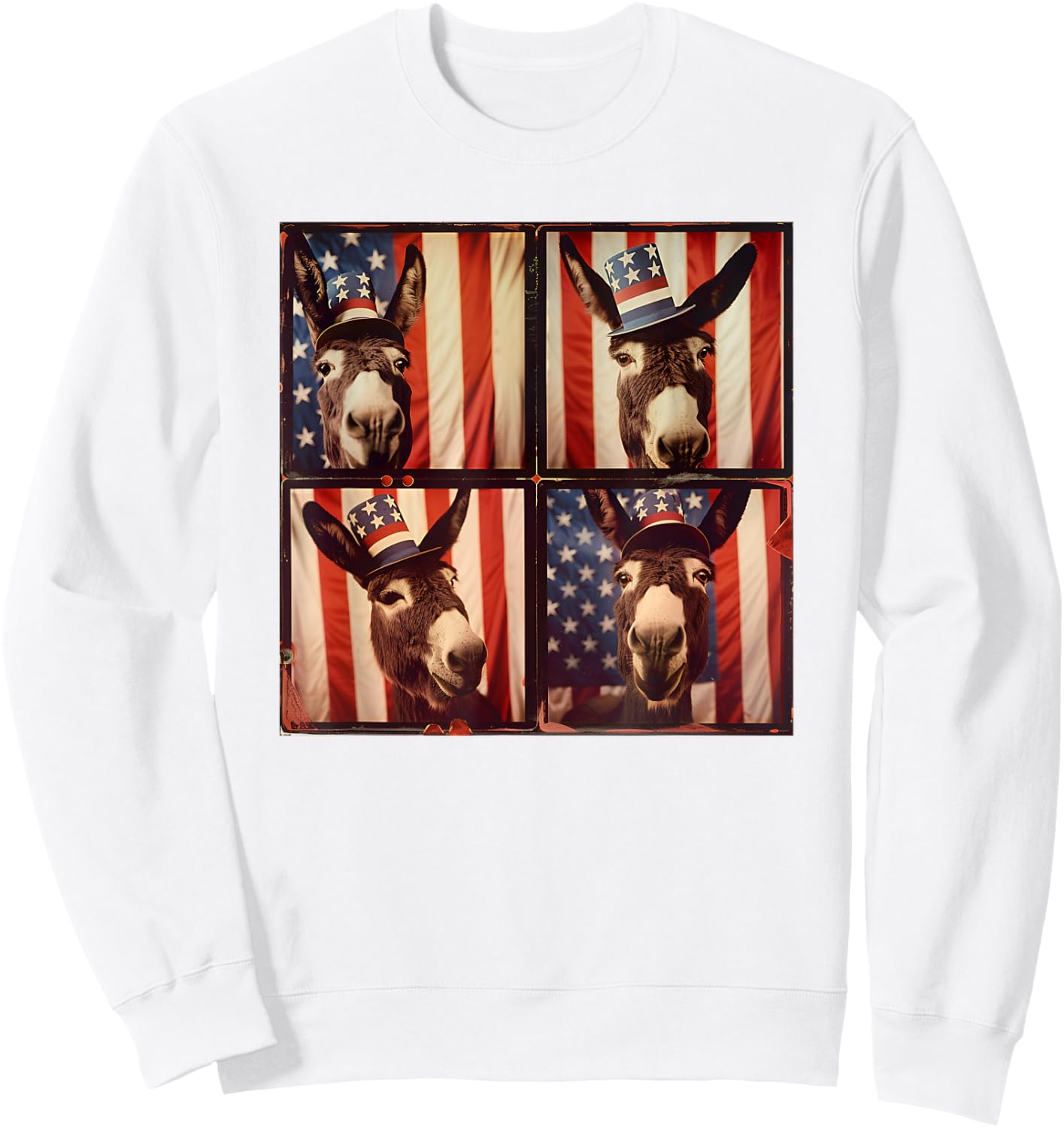 Donkey Farmer American Flag Patriotic 4th Of July Donkey Women Kids Men Sweatshirt - Sweatshirt | White