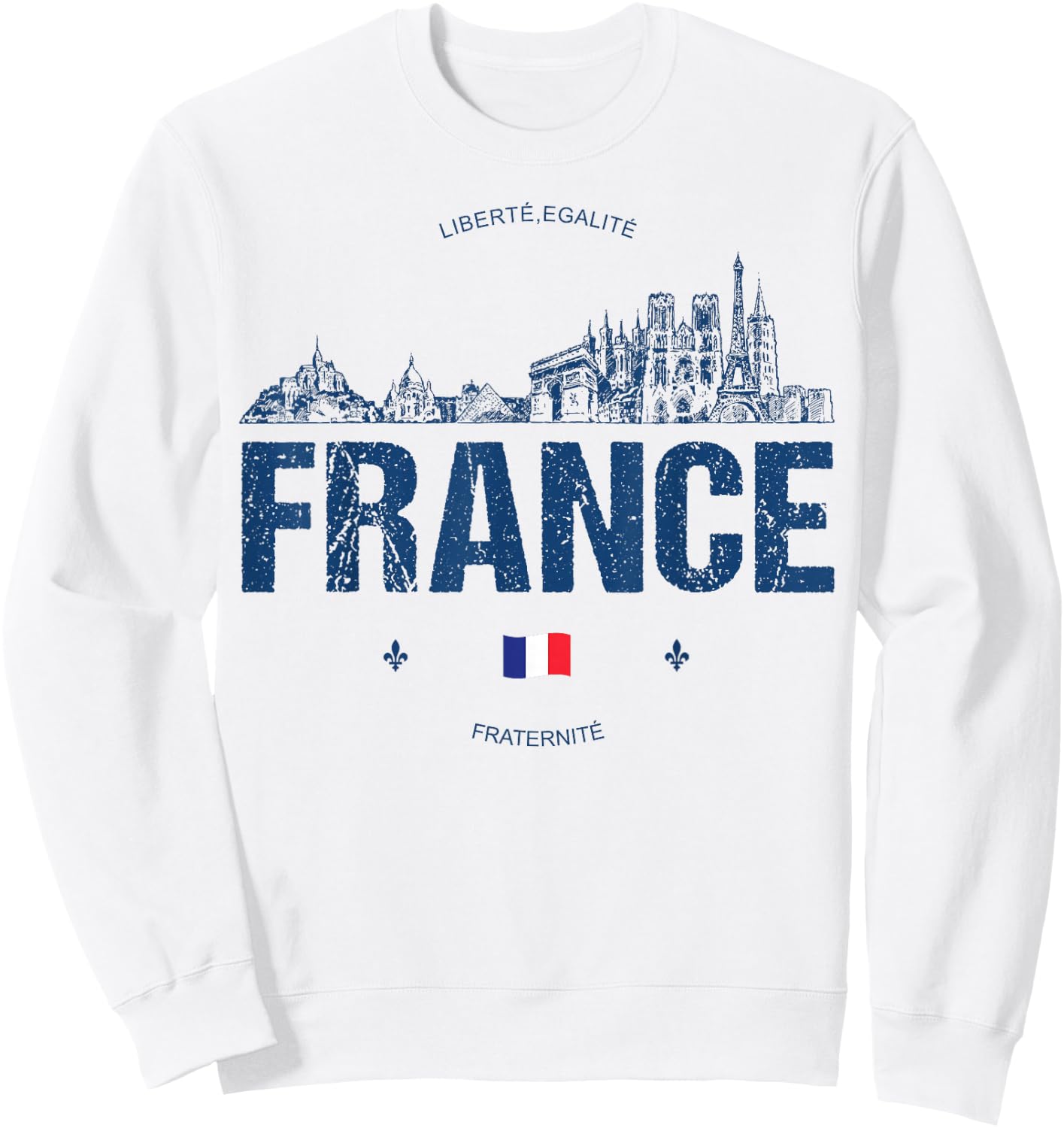 France Souvenir Travel , Small, White Sweatshirt - Sweatshirt | White