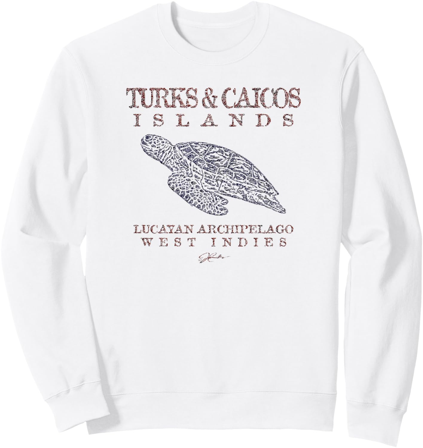 JCombs: Turks & Caicos Islands, Gliding Sea Turtle Sweatshirt - Sweatshirt | White