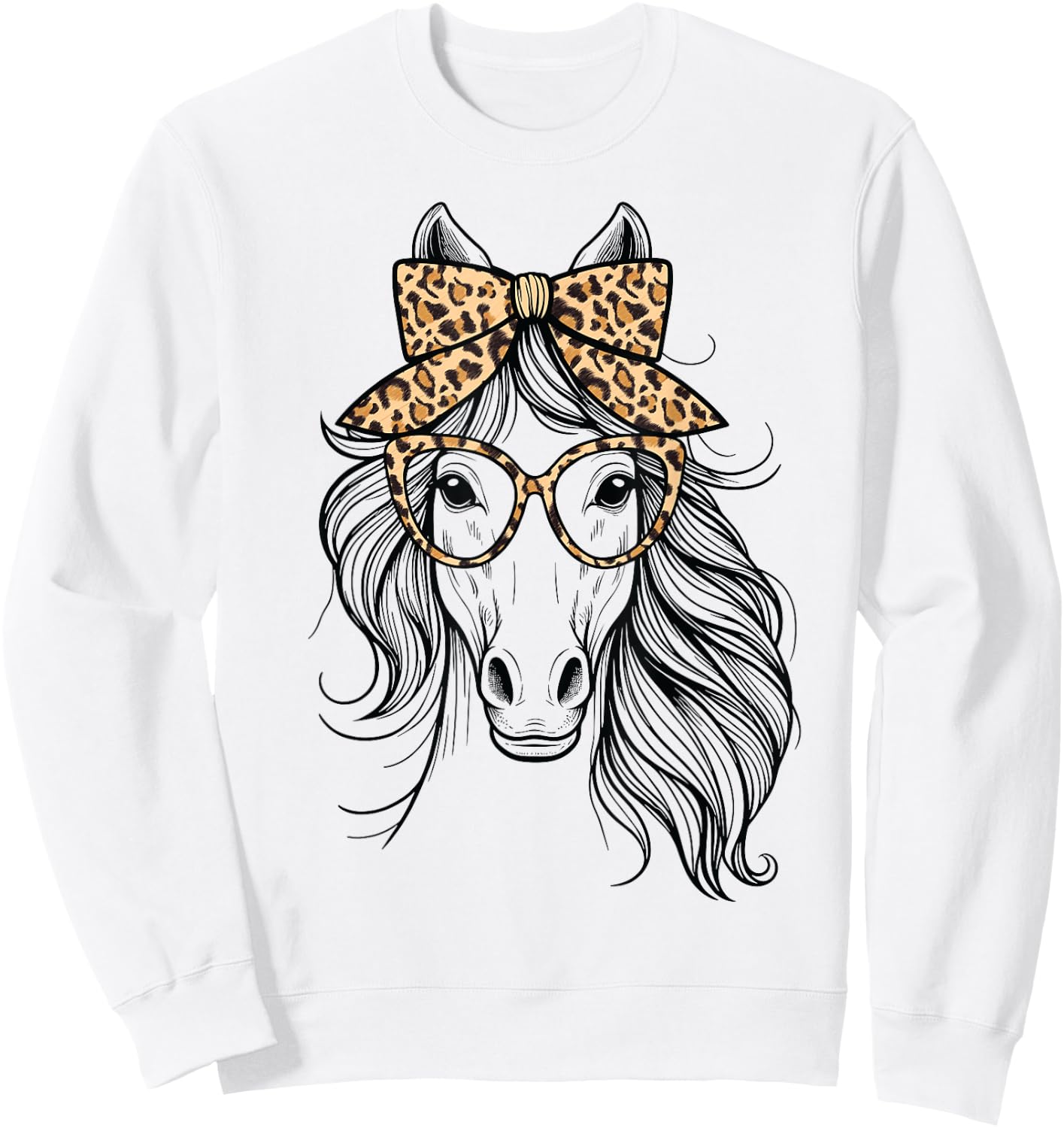 Horse Leopard Bandana For Horseback Riding Horse Lover Girl Sweatshirt - Sweatshirt | White