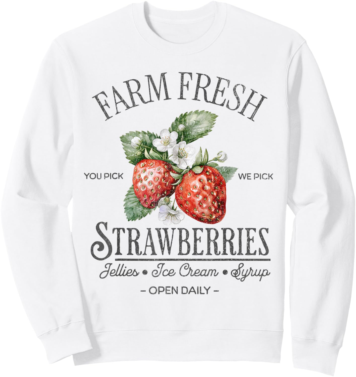 Farm Fresh Strawberries Vintage Strawberry Farmers Farm Sweatshirt - Sweatshirt | White