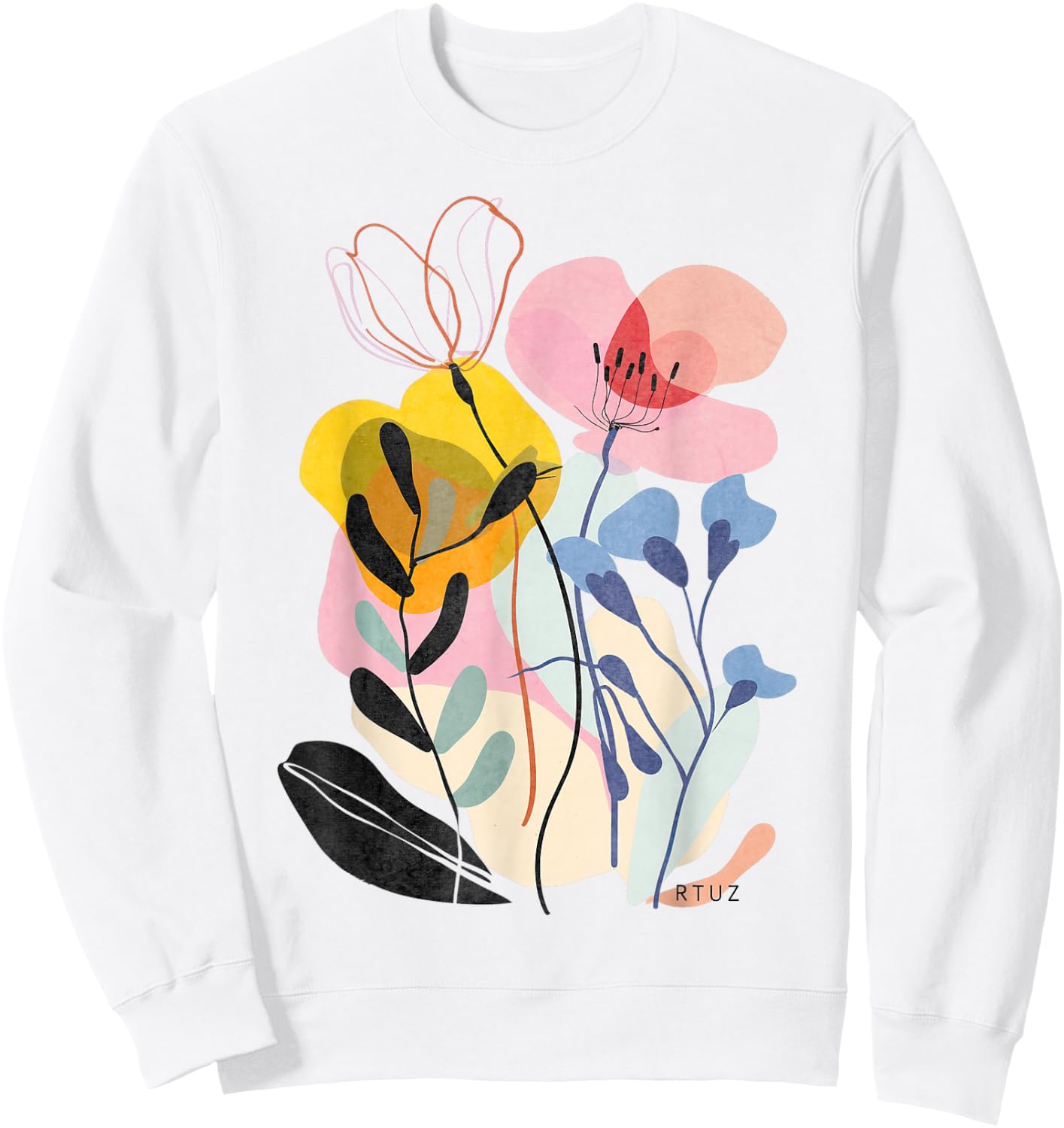 Boho Style Floral Pastel Design Flowers Hipster Streetwear Sweatshirt - Sweatshirt | White