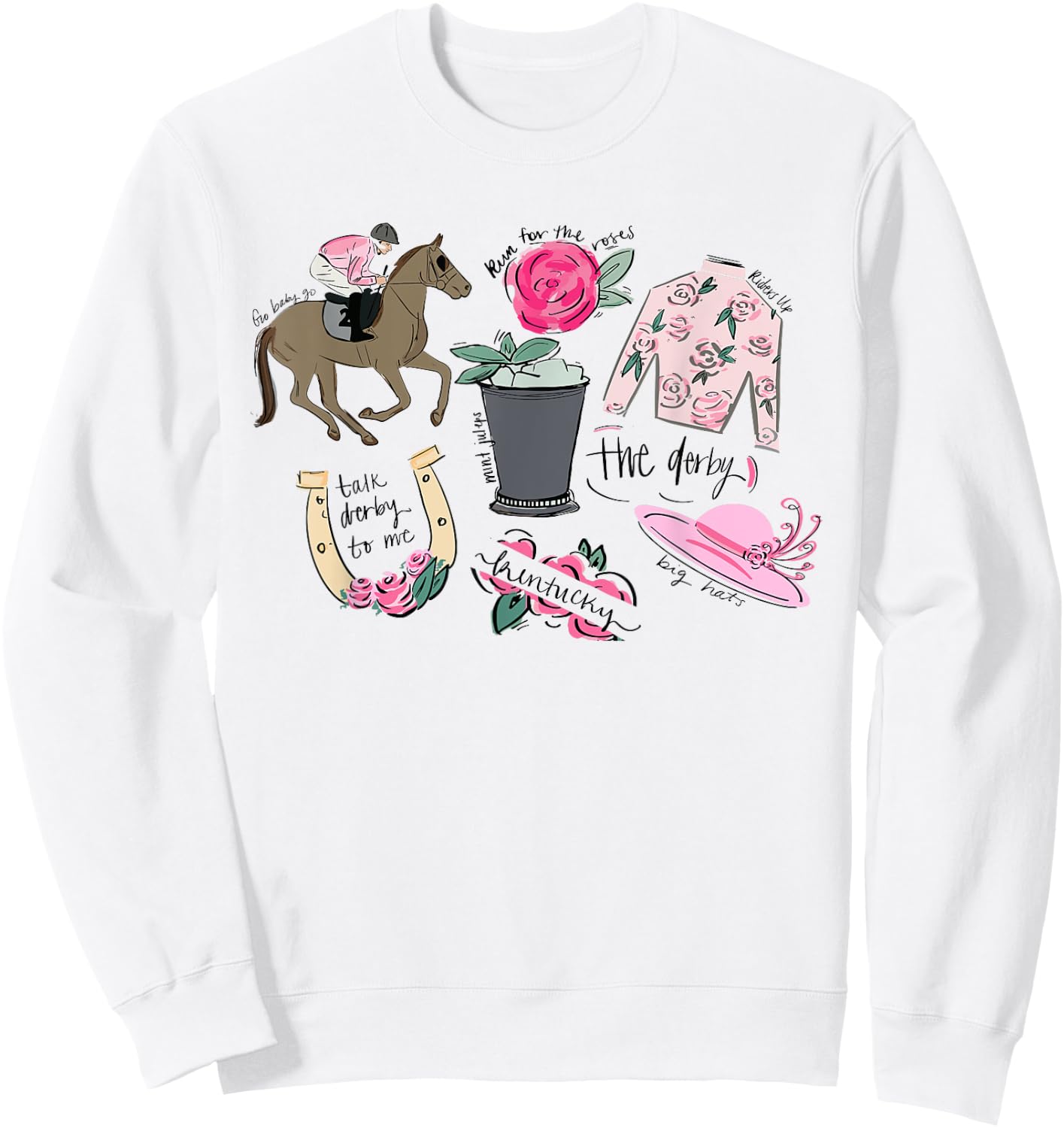 Vibes Go Baby Funny Horse Racing Groovy Race Track Sweatshirt - Sweatshirt | White