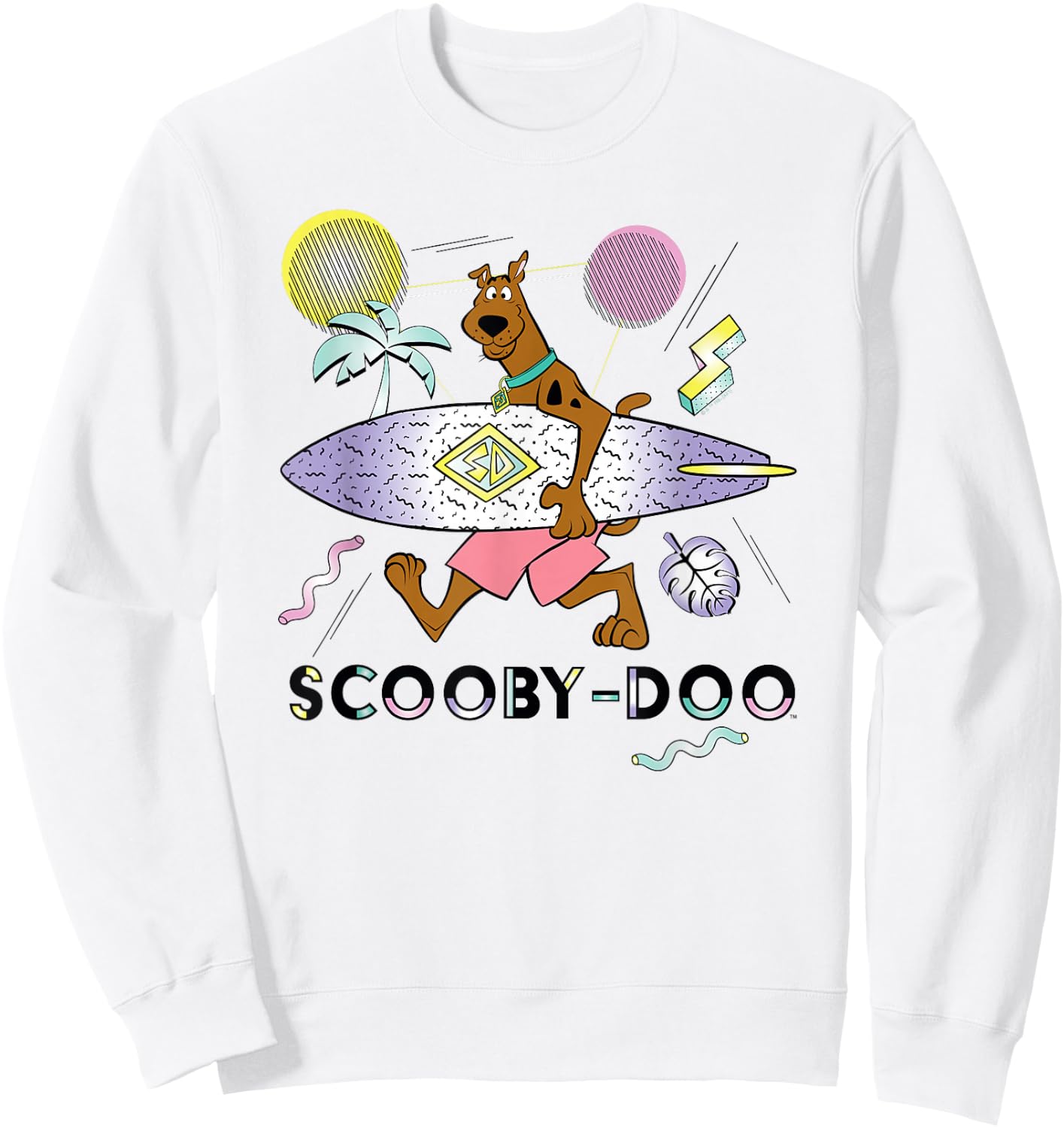 Scooby-Doo Scooby with Surfboard Geometric Sweatshirt - Sweatshirt | White