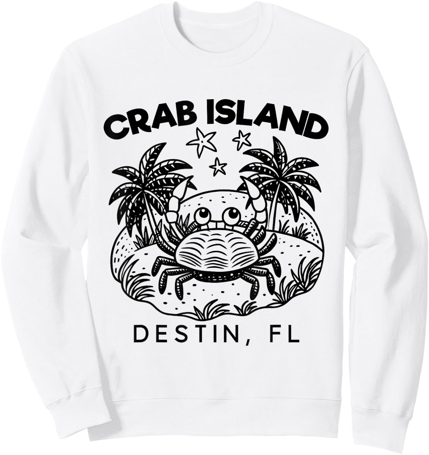Island Crab, Sandbar Hangout, Destin Florida FL, Funny Crabs Sweatshirt - Sweatshirt | White