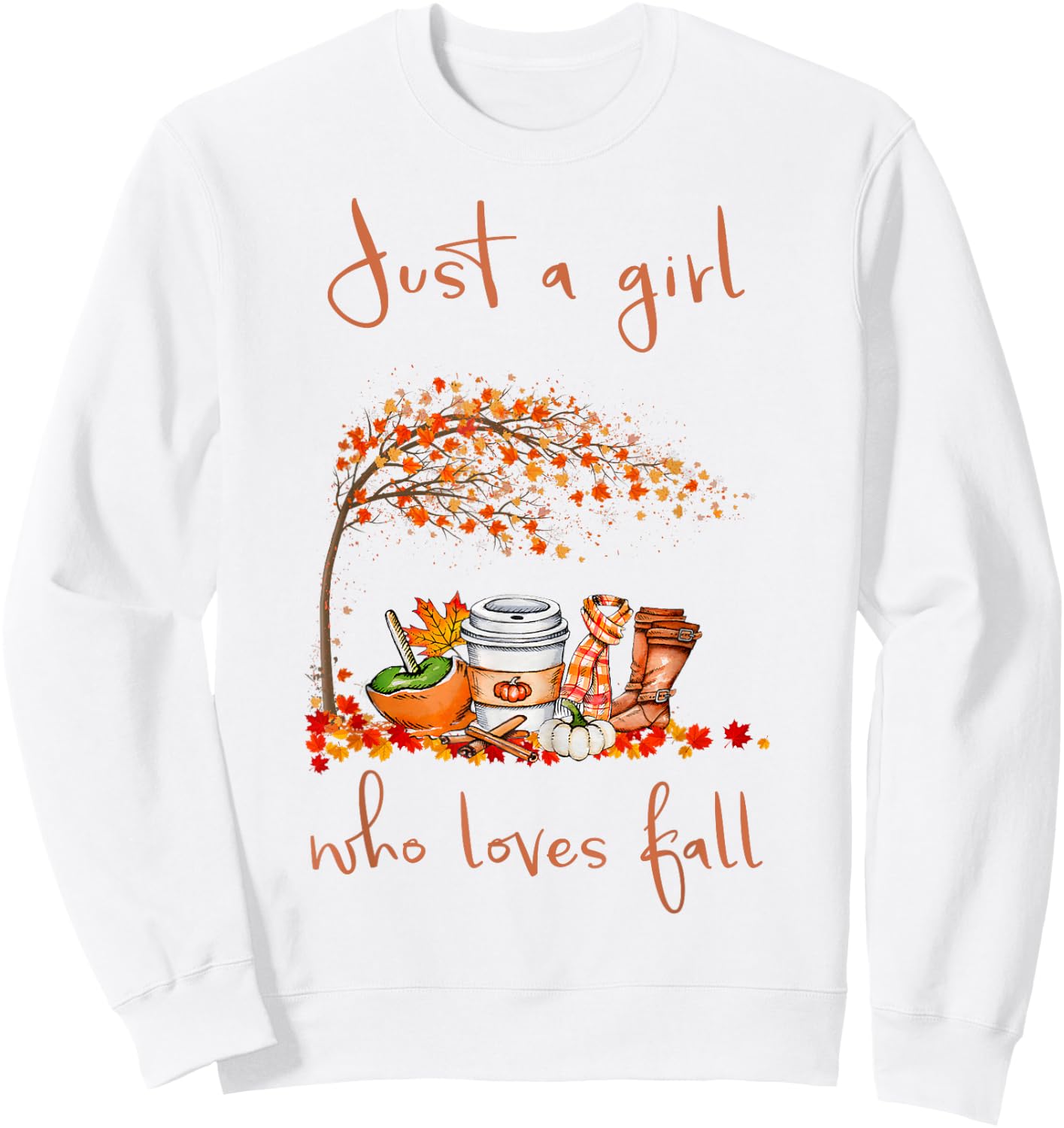 Just A Girl Who Loves Fall Pumpkin Spice Latte Cute Autumn Sweatshirt - Sweatshirt | White